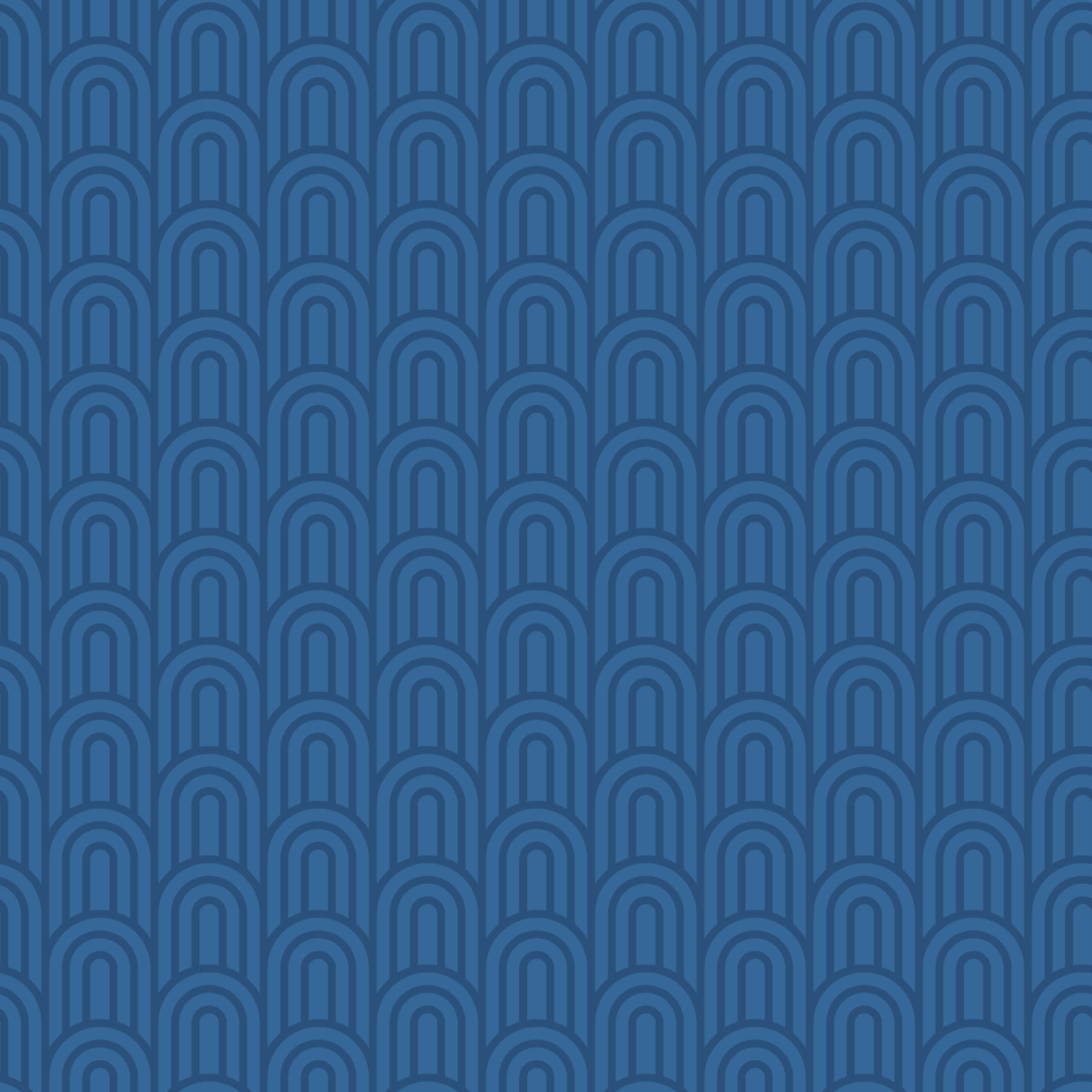 Geometric Pattern 桌布 壁紙 — 一個無縫的藍色圖案，由重複的拱形波浪形狀組成，呈現不同深淺的藍色。