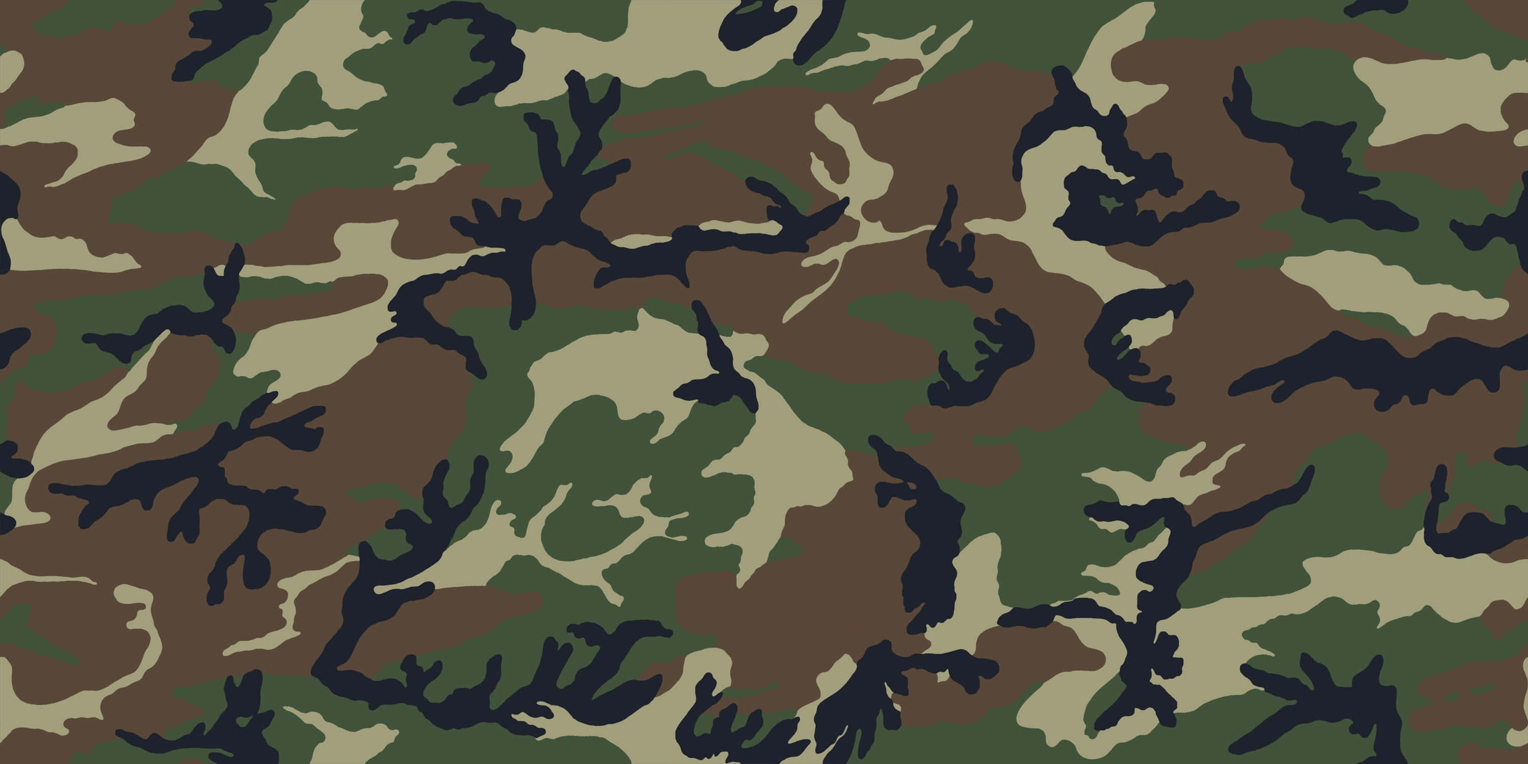 Green Camo 桌布 壁紙 — 一個無縫的軍事迷彩圖案，帶有醒目的綠色、棕色和黑色斑點，用於隱蔽。