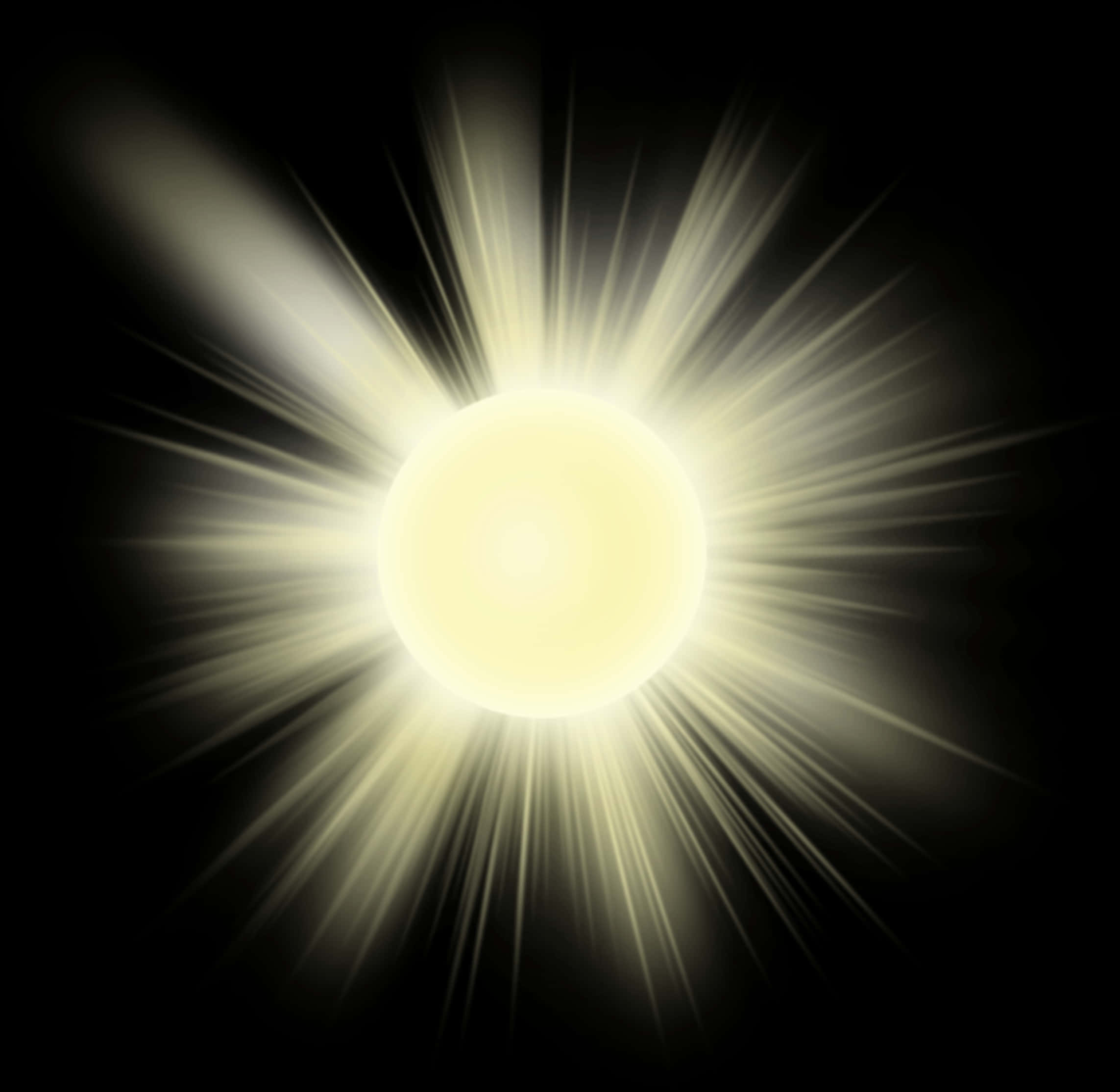 太陽 桌布 壁紙 — 一個燦爛的黃色太陽爆發在純黑色背景上發出尖銳的光線，營造出戲劇性的天體效果。