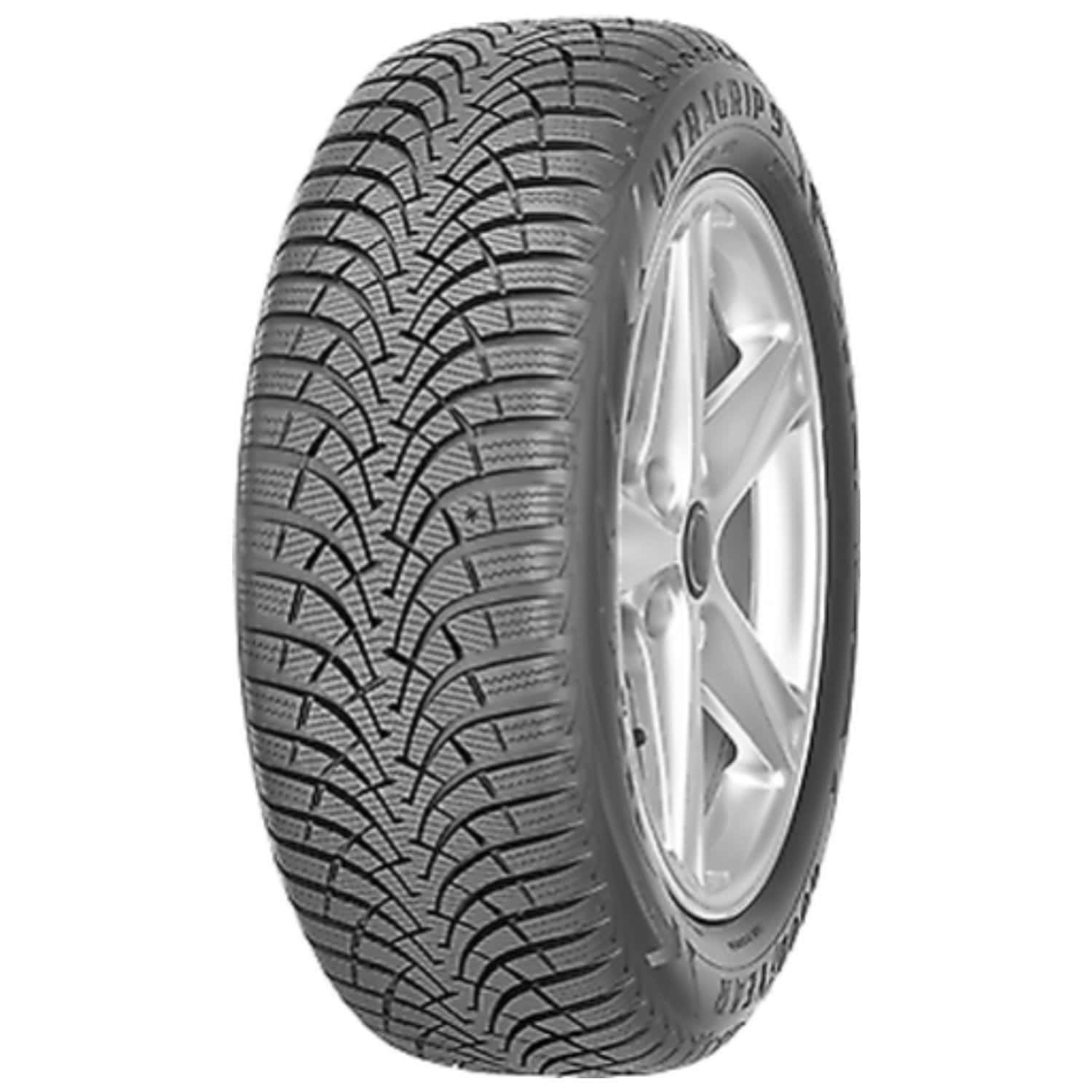 Winter Tires 桌布 壁紙 — 一個特寫攝影棚拍攝，展示安裝在銀色合金輪圈上的冬季輪胎，背景為純白色。