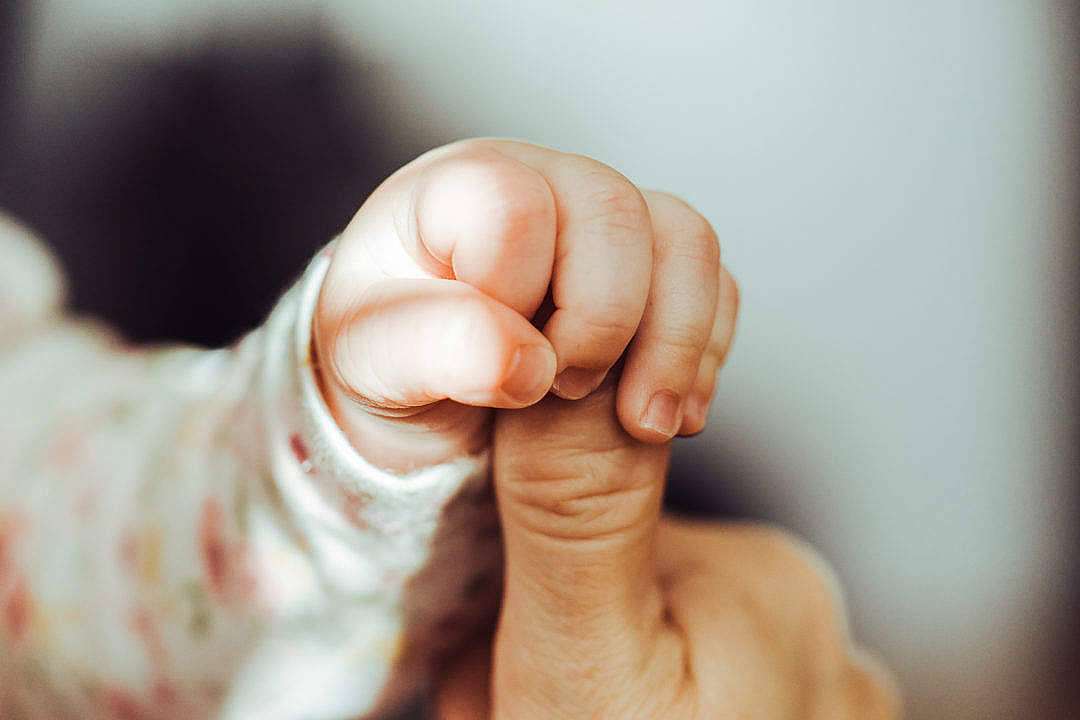Baby Boy 桌布 壁紙 — 一個特寫鏡頭，顯示一個小孩的手緊緊抓住成年人的手指，背景柔和模糊。