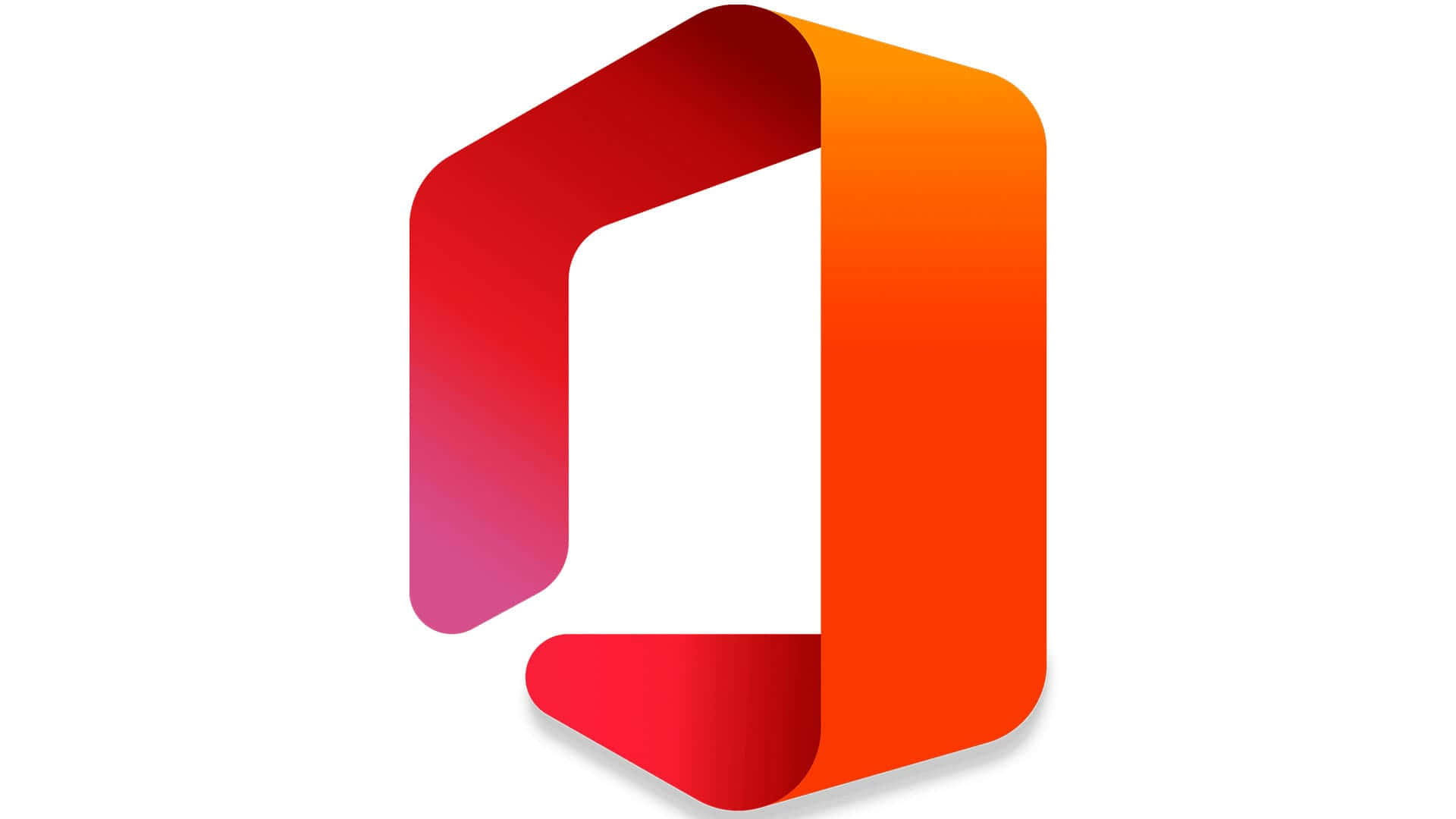 Office 365 桌布 壁紙 — 一個現代數位標誌，在白色背景上帶有漸變紅色到橙色的抽象形狀。
