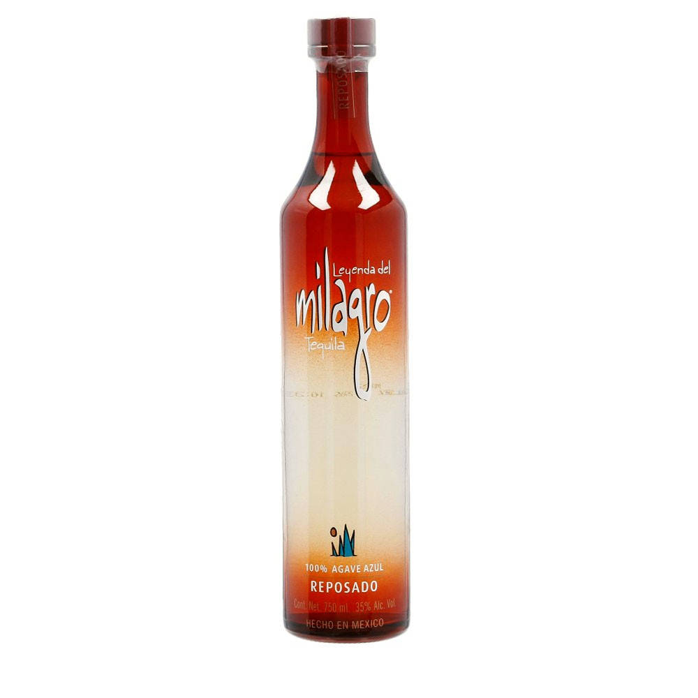 Drink 桌布 壁紙 — 一個琥珀色高身龍舌蘭酒瓶，帶有漸變標籤和龍舌蘭圖標，背景為白色。
