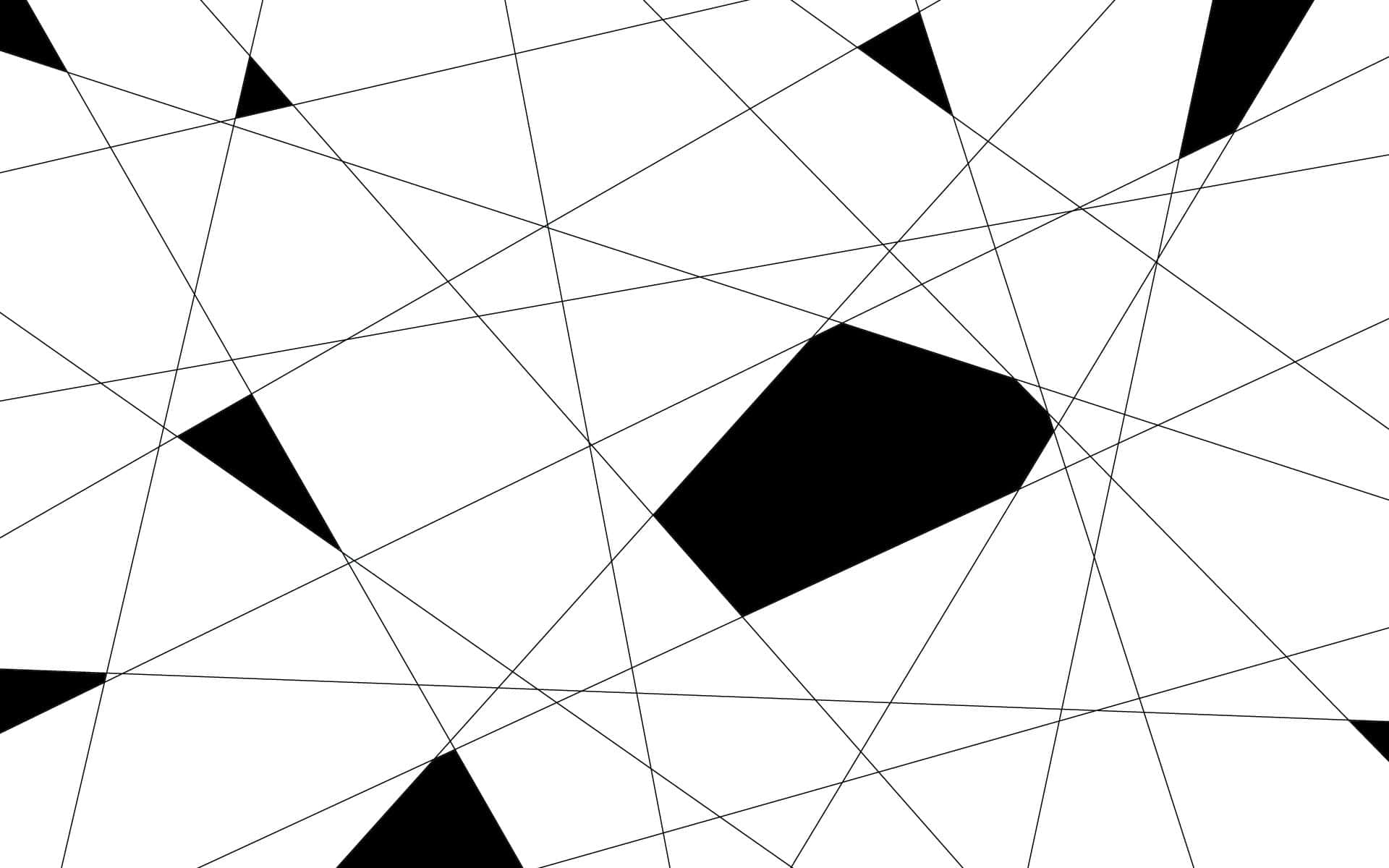 Black And White Geometric 桌布 壁紙 — 一個由交叉線條和幾何形狀組成的鮮明黑白抽象圖案，營造出動態的視覺節奏。