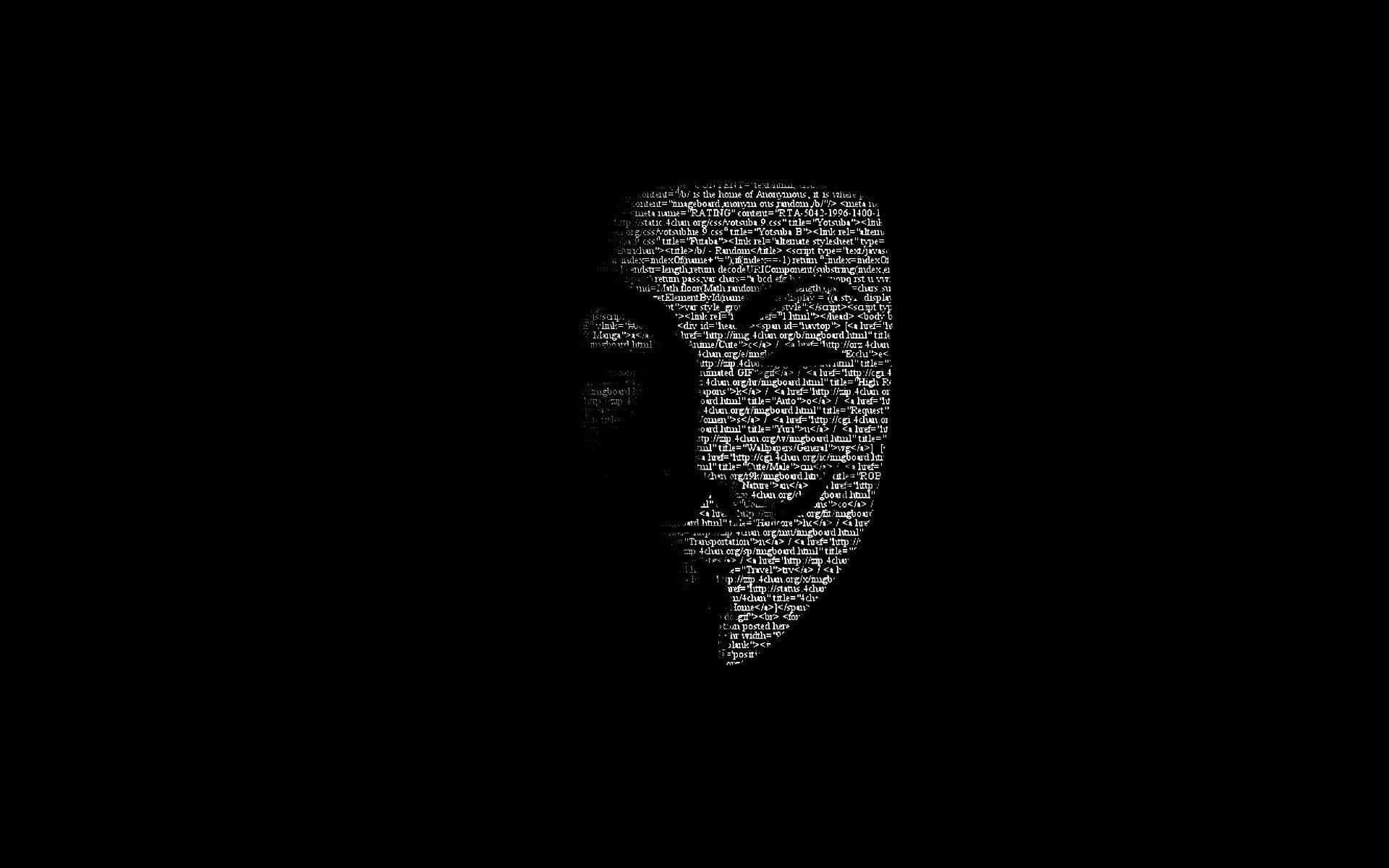 一個由白色文字在黑色背景上組成的笑臉。 — 匿名 GIF 壁紙