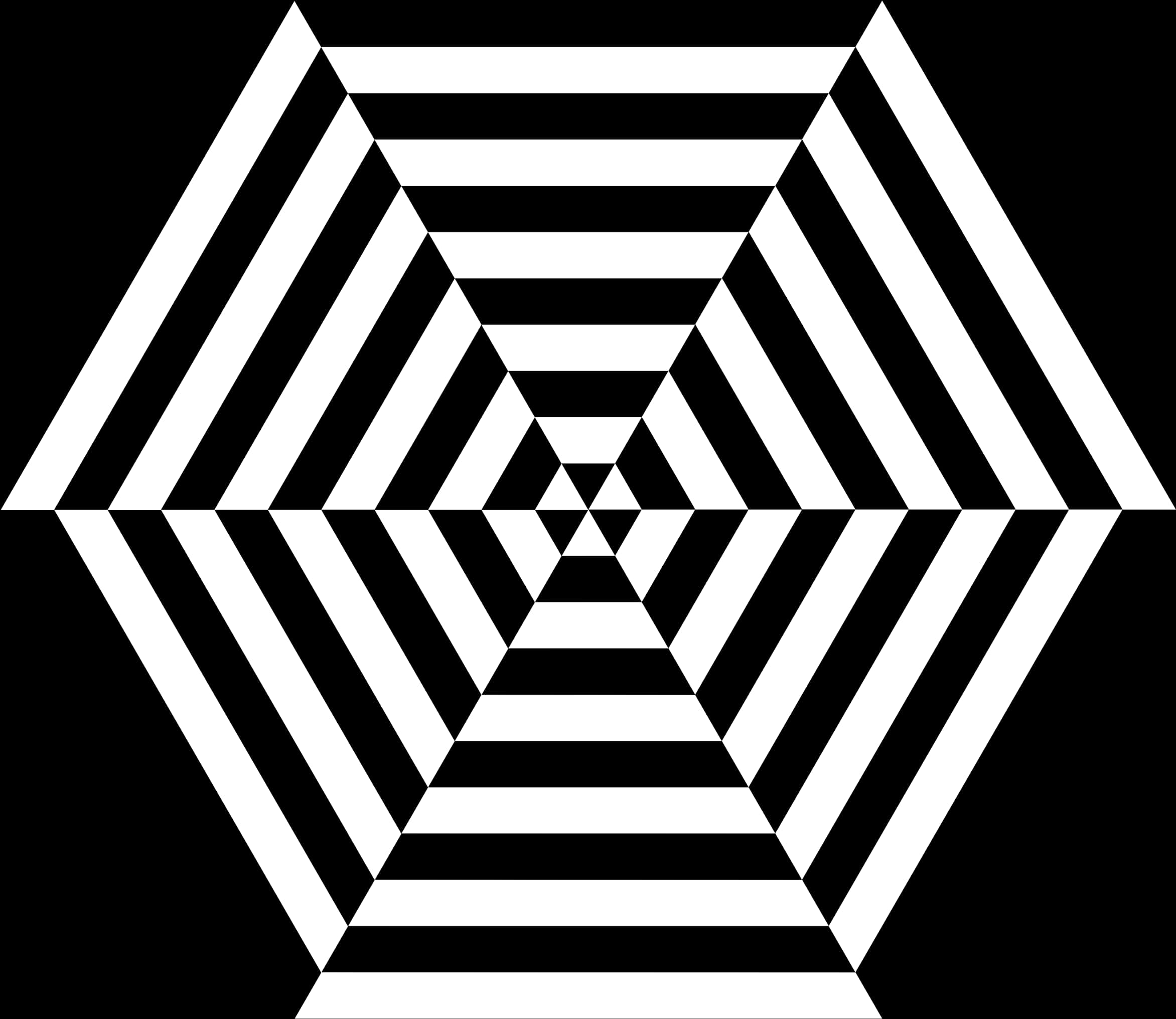 Shape 桌布 壁紙 — 一個由嵌套三角形組成的催眠黑白幾何圖案，營造出隧道錯覺。