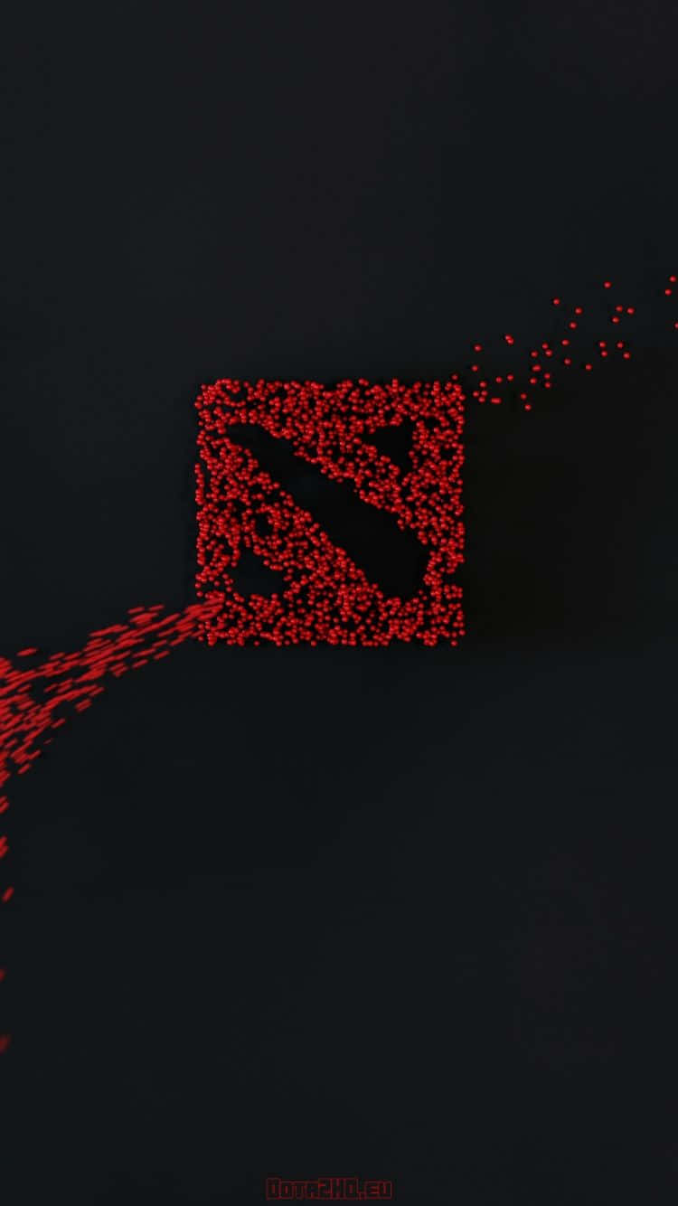 電玩遊戲 桌布 壁紙 — 一個由散落粒子形成的發光紅色 Dota 2 標誌，背景為深色。