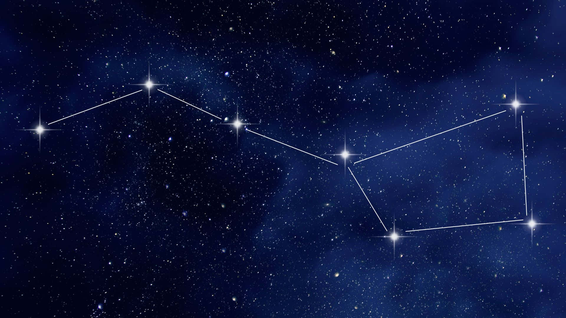Constellations 桌布 壁紙 — 一個由明亮星星勾勒出的天體星座，背景是深藍色的星夜天空。