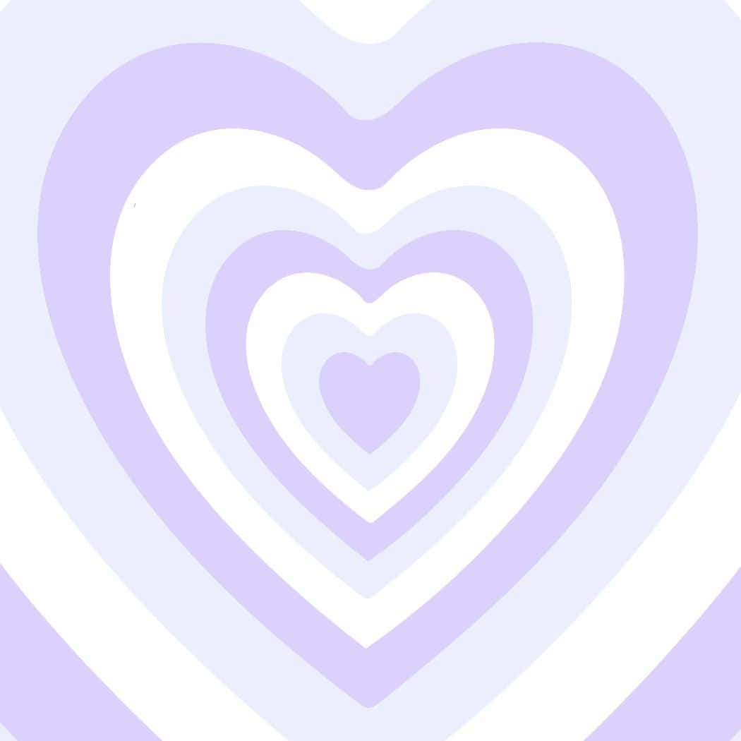 Y2k Heart 桌布 壁紙 — 一個由柔和薰衣草色和白色組成的同心心形極簡圖案，散發出溫柔的暖意。