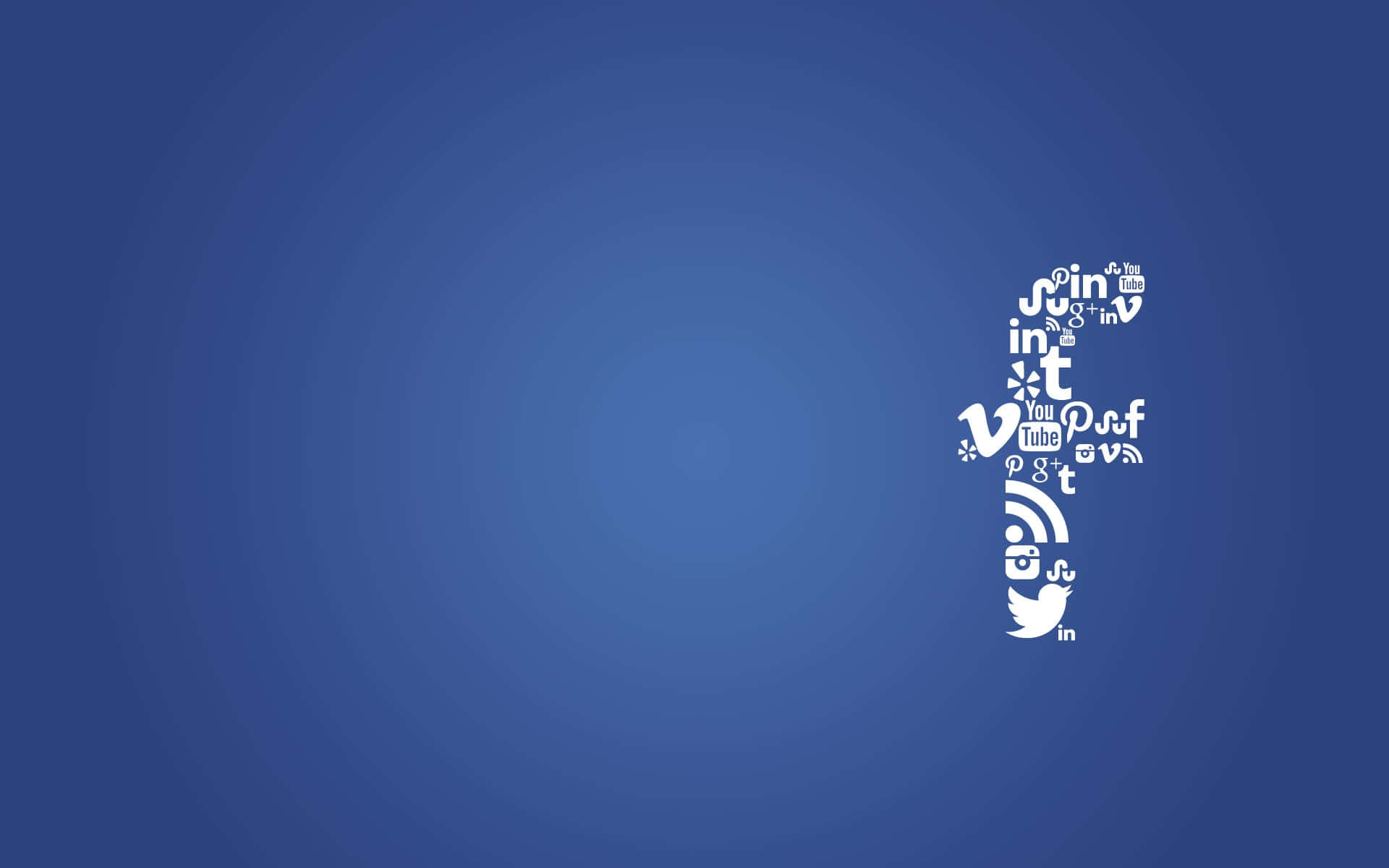 Facebook 桌布 壁紙 — 一個由標誌組成的白色社交媒體圖示，置於漸變藍色背景上。