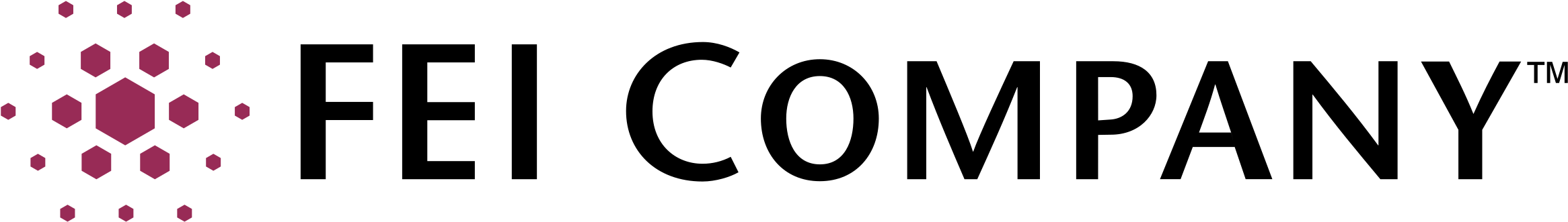 Anchor 桌布 壁紙 — 一個由洋紅色六邊形組成的極簡圖案，從中心簇向純黑色背景輻射。