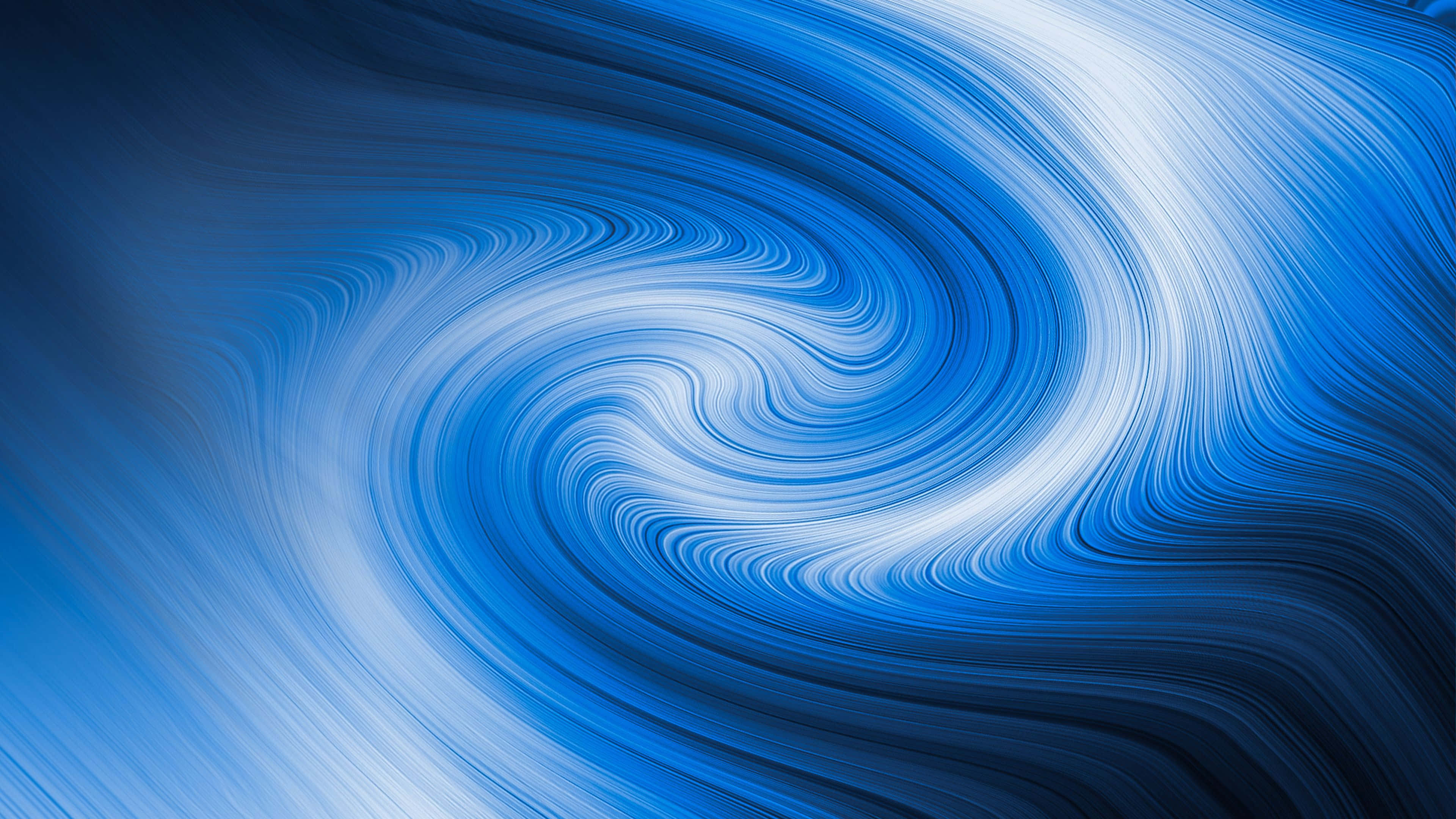 Swirl 桌布 壁紙 — 一個由深藍到淺藍漸變、以催眠螺旋圖案流動的迷人數位漩渦。