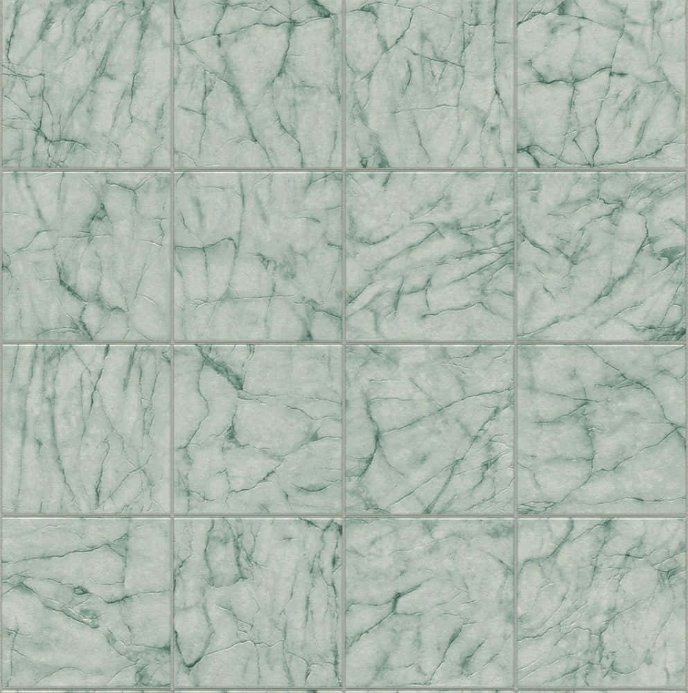 Tiles 桌布 壁紙 — 一個由淺綠色大理石紋理和細微灰色填縫線組成的方形瓷磚網格。