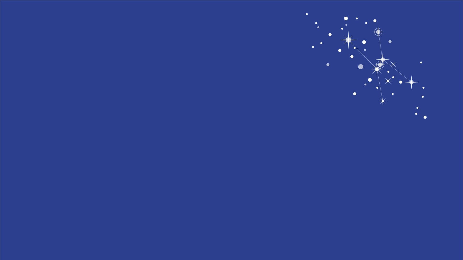 Sparkle 桌布 壁紙 — 一個由白星組成的極簡星座，以線條連接，在純深藍色背景的右上角發光。