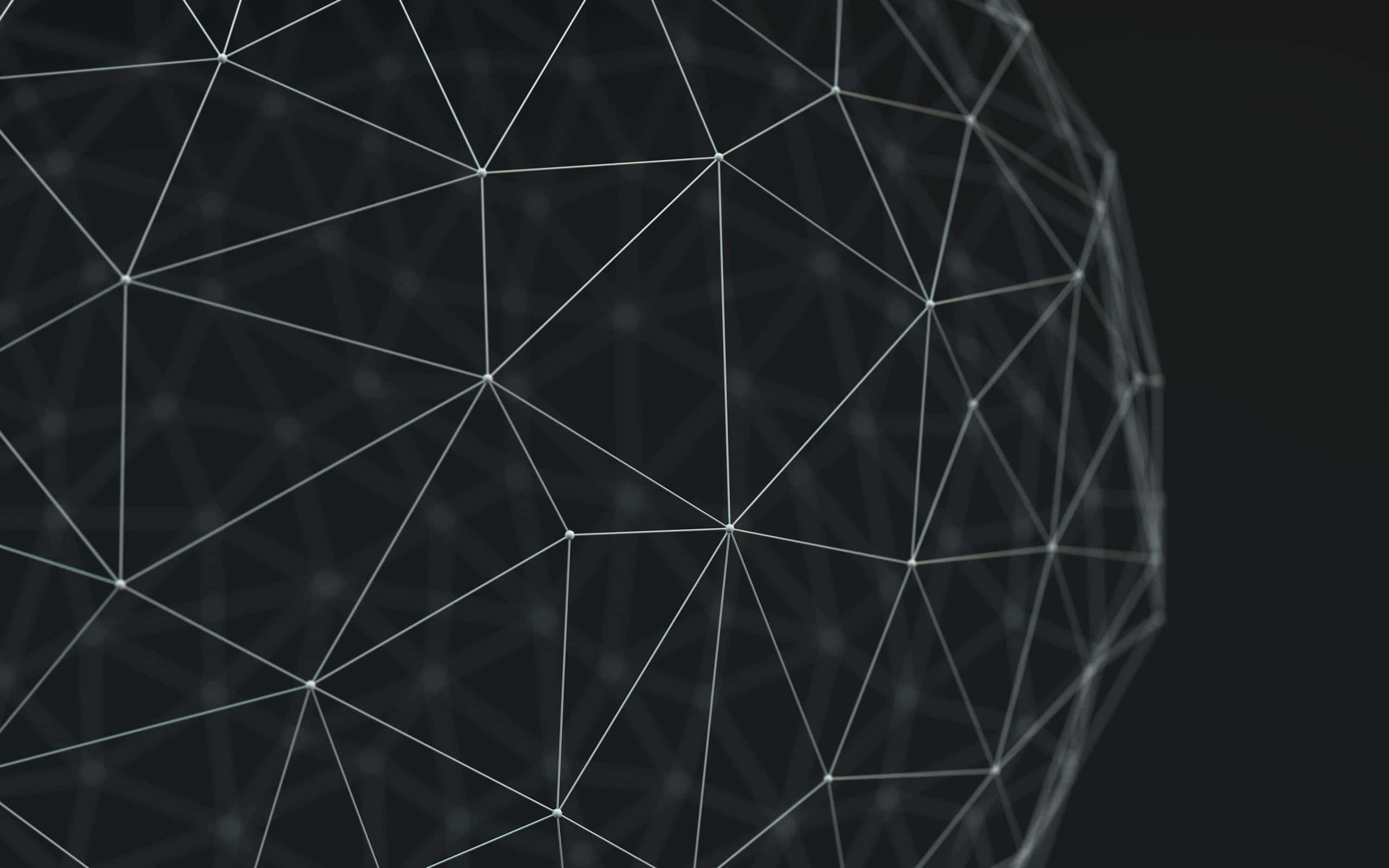 Minimalist Geometric 桌布 壁紙 — 一個由白色線條和點組成的幾何球體，背景為深色。