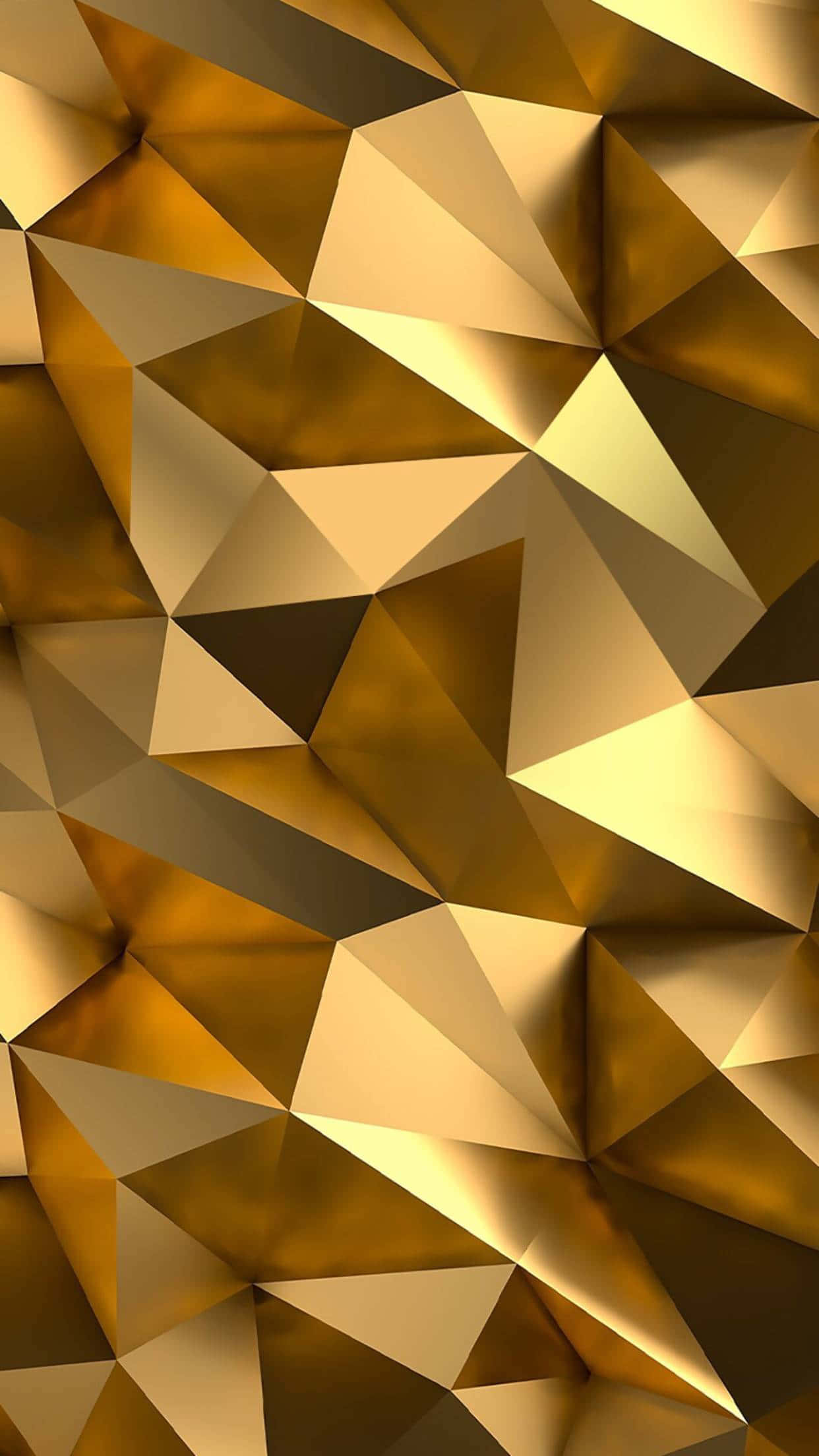 Geometric 桌布 壁紙 — 一個由相互連接的三角形組成的金色抽象圖案，帶有柔和的陰影和高光。