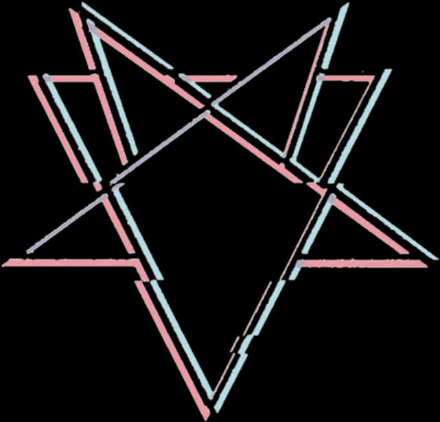 Pentagram 桌布 壁紙 — 一個由粉紅色和青色線條交織而成的風格化星星，背景為黑色。