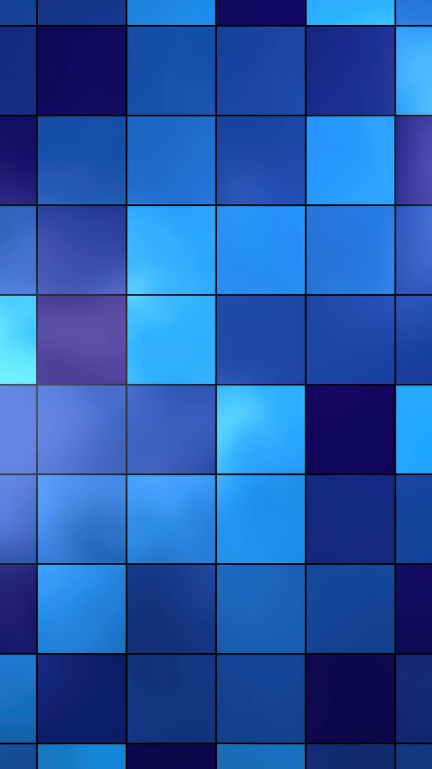 Tiles 桌布 壁紙 — 一個由藍色正方形組成的網格，帶有漸變陰影和細黑線，創造出現代抽象圖案。