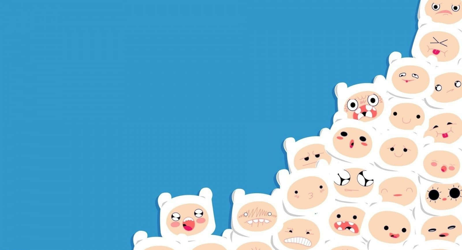 Animated Tv Series 桌布 壁紙 — 一個由表情豐富的卡通角色組成的金字塔，背景為純藍色。