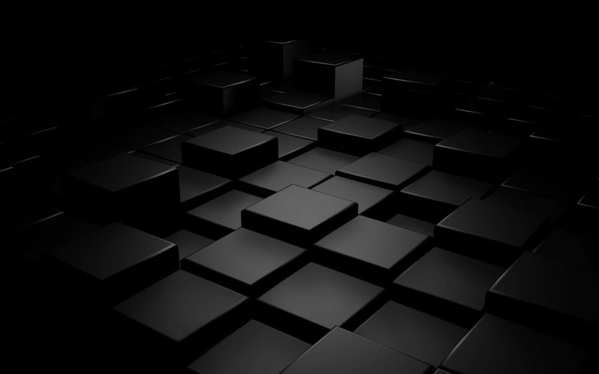 Plain Black Desktop 桌布 壁紙 — 一個由黑色立方體排列成網格的暗色抽象圖案，微妙的燈光凸顯其幾何形態。