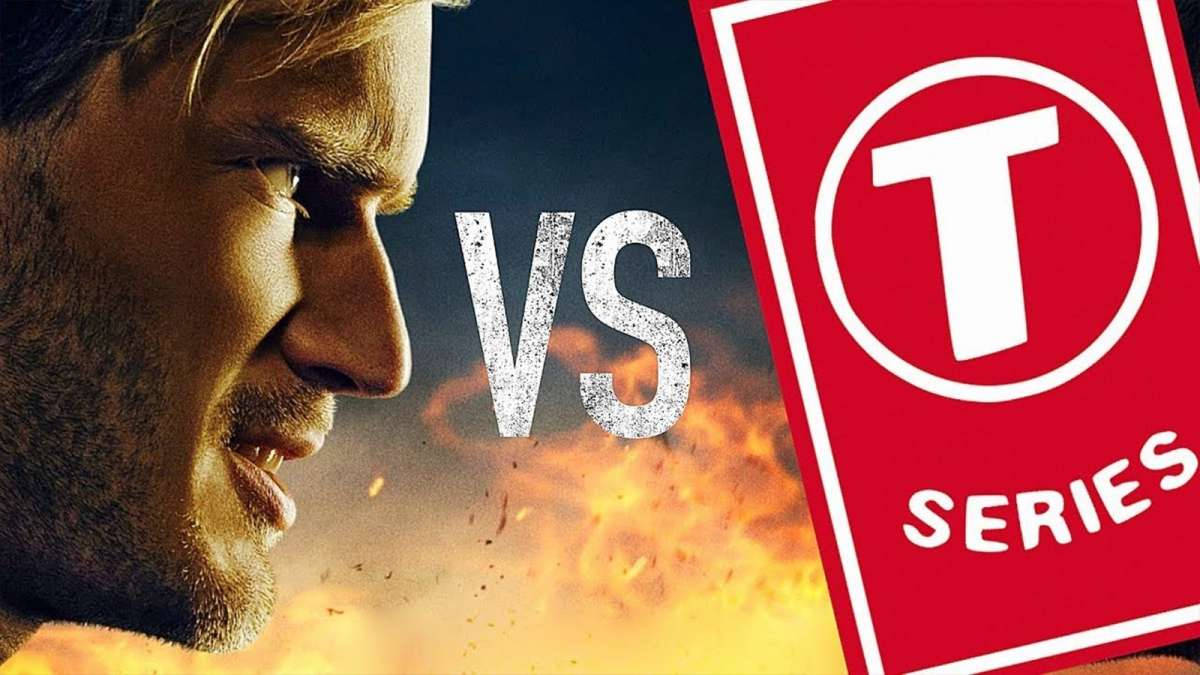 火焰動畫 桌布 壁紙 — 一個男人強烈的面孔與一個熾熱的「VS」在紅色T Series標誌上碰撞。