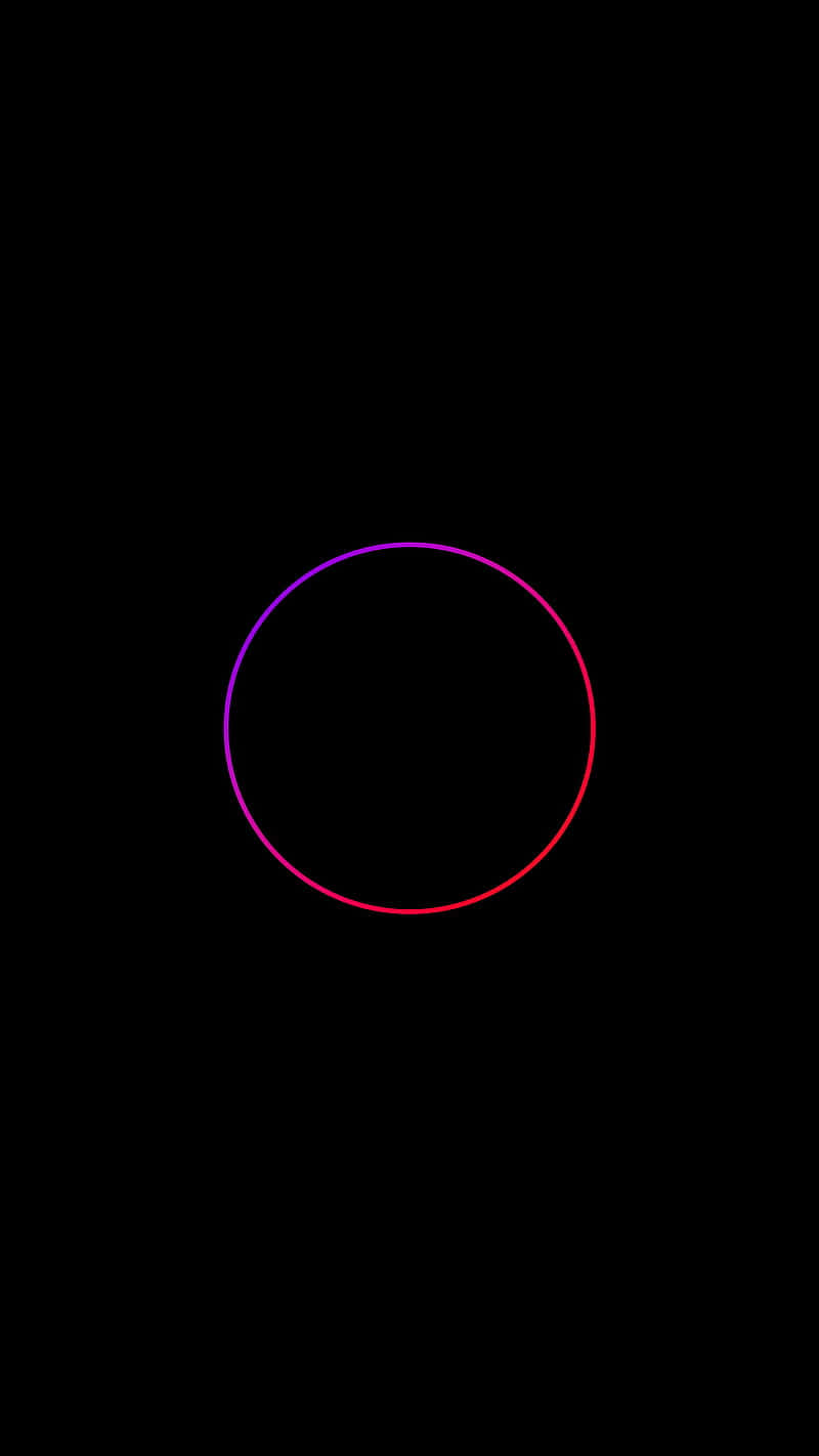Pixel 3xl Oled 桌布 壁紙 — 一個發光漸變圓圈，在純黑色背景上從紫色過渡到紅色。