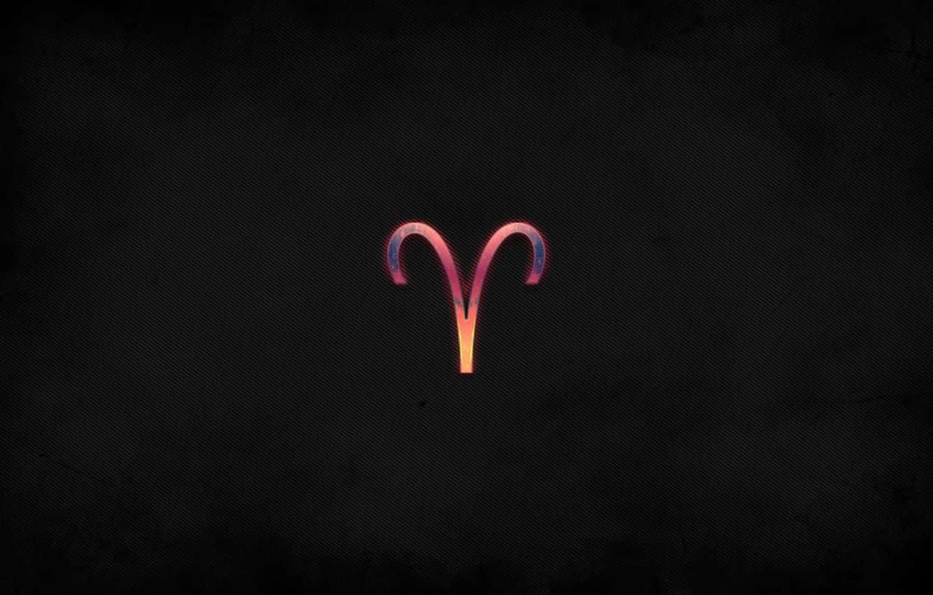 aries 桌布 壁紙 — 一個發光漸變的公羊符號在紋理深色背景上柔和地脈動。
