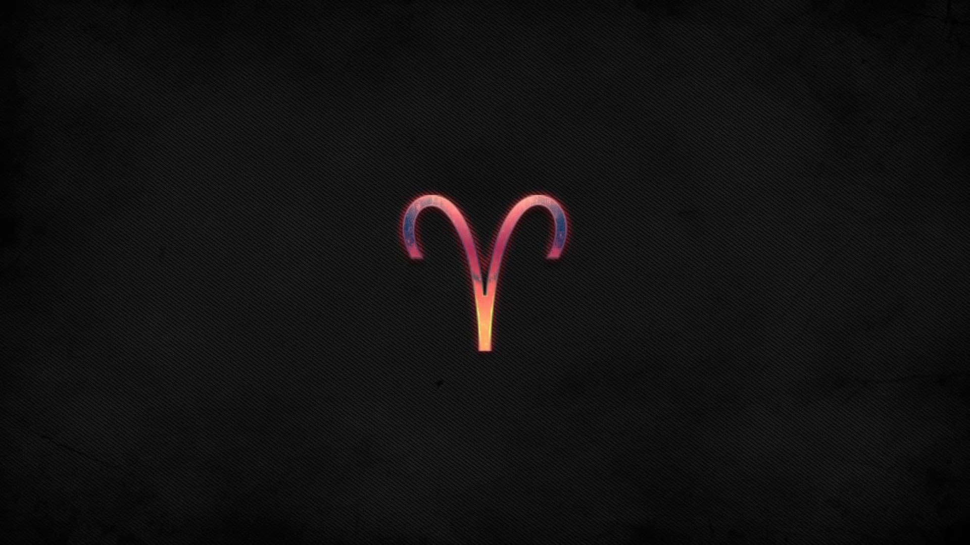 aries 桌布 壁紙 — 一個發光熾熱的公羊符號在紋理深色背景上以溫暖色調脈動。