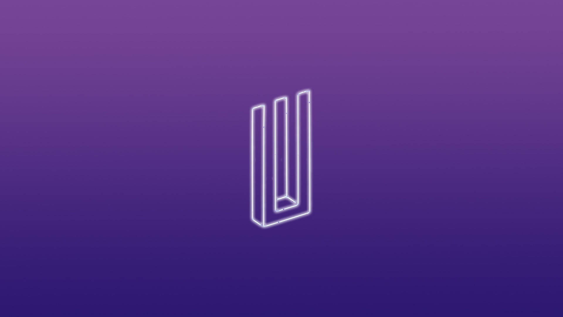 Paramore 桌布 壁紙 — 一個發光白色霓虹輪廓的風格化字母W，居中於紫色漸變背景上。