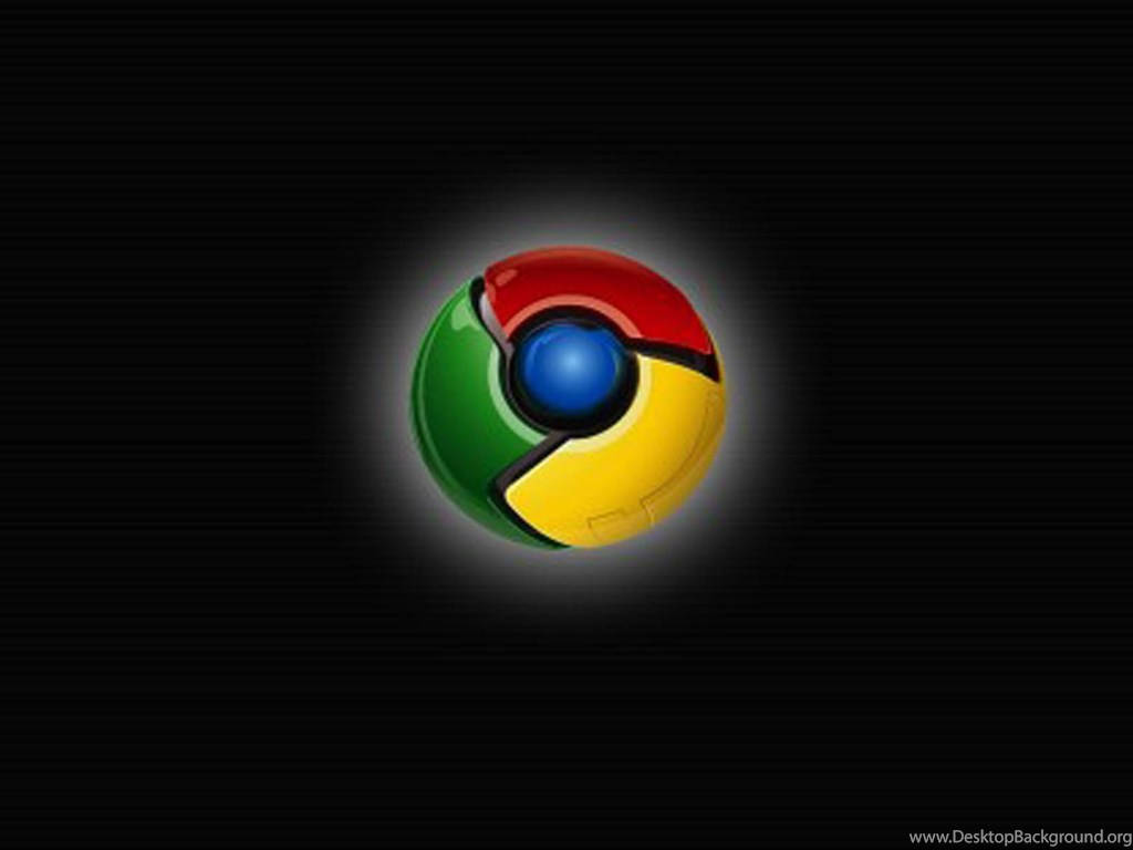 Chrome 桌布 壁紙 — 一個發光的Chrome標誌，帶有紅色、綠色、黃色和藍色部分，居中在黑色背景上。