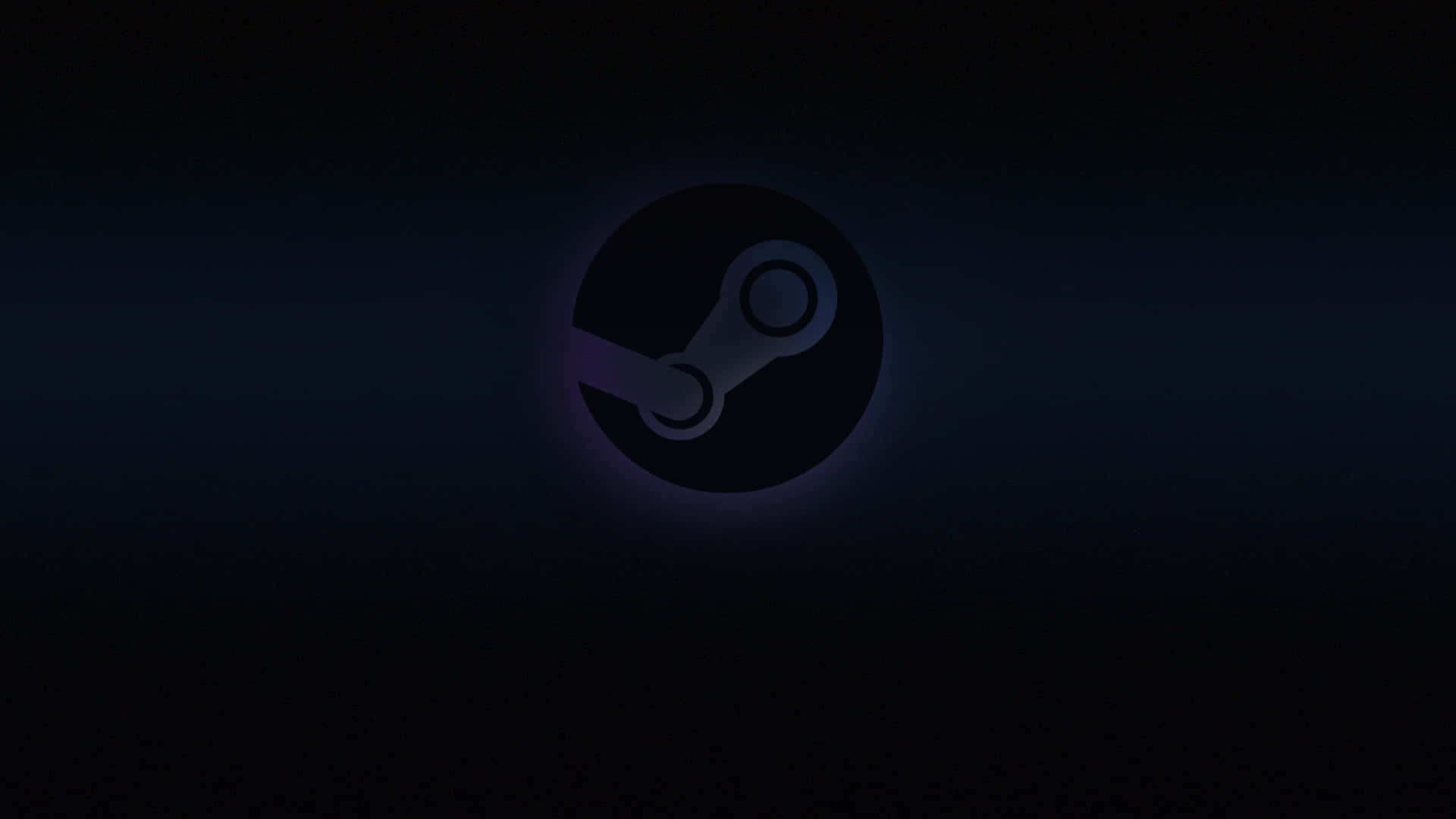蒸氣龐克 桌布 壁紙 — 一個發光的Steam標誌居中於深暗藍色漸變背景，帶有微妙的光暈效果。