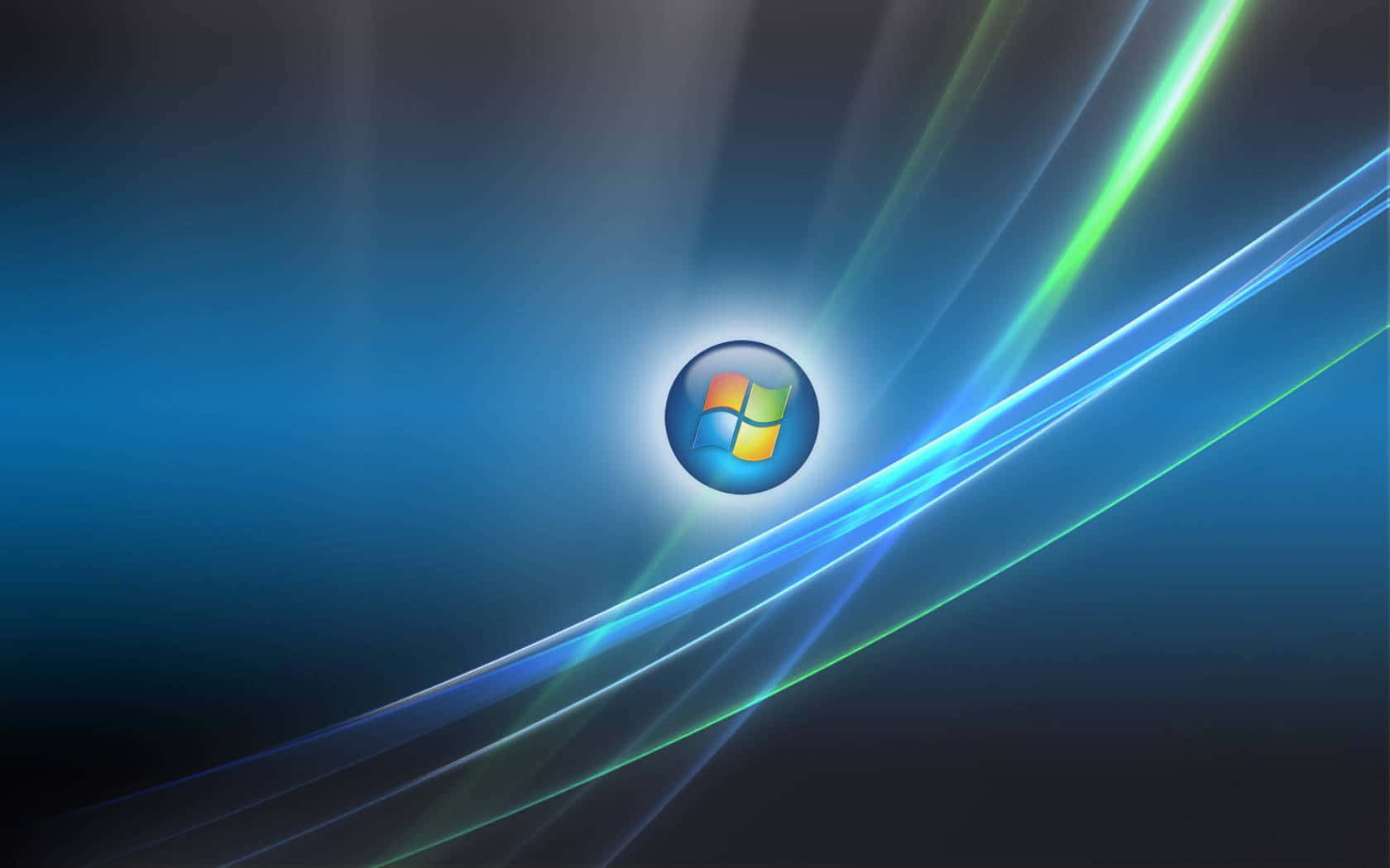 Windows標誌，在深藍色背景上有發光的光線條紋 — Windows Vista 動態圖片 壁紙