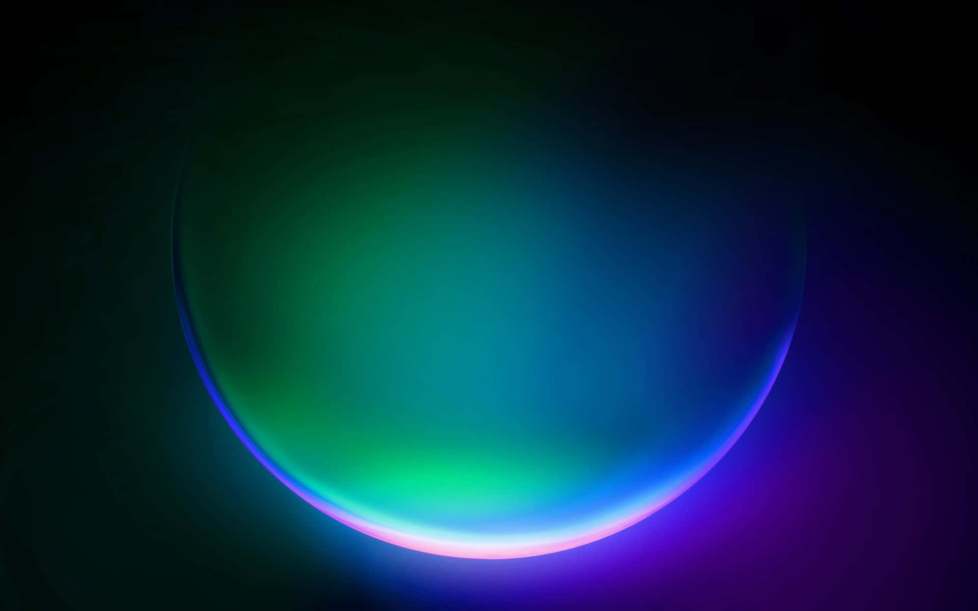 一個在深色背景上帶有彩虹色調的發光氣泡。 — 4d 壁紙