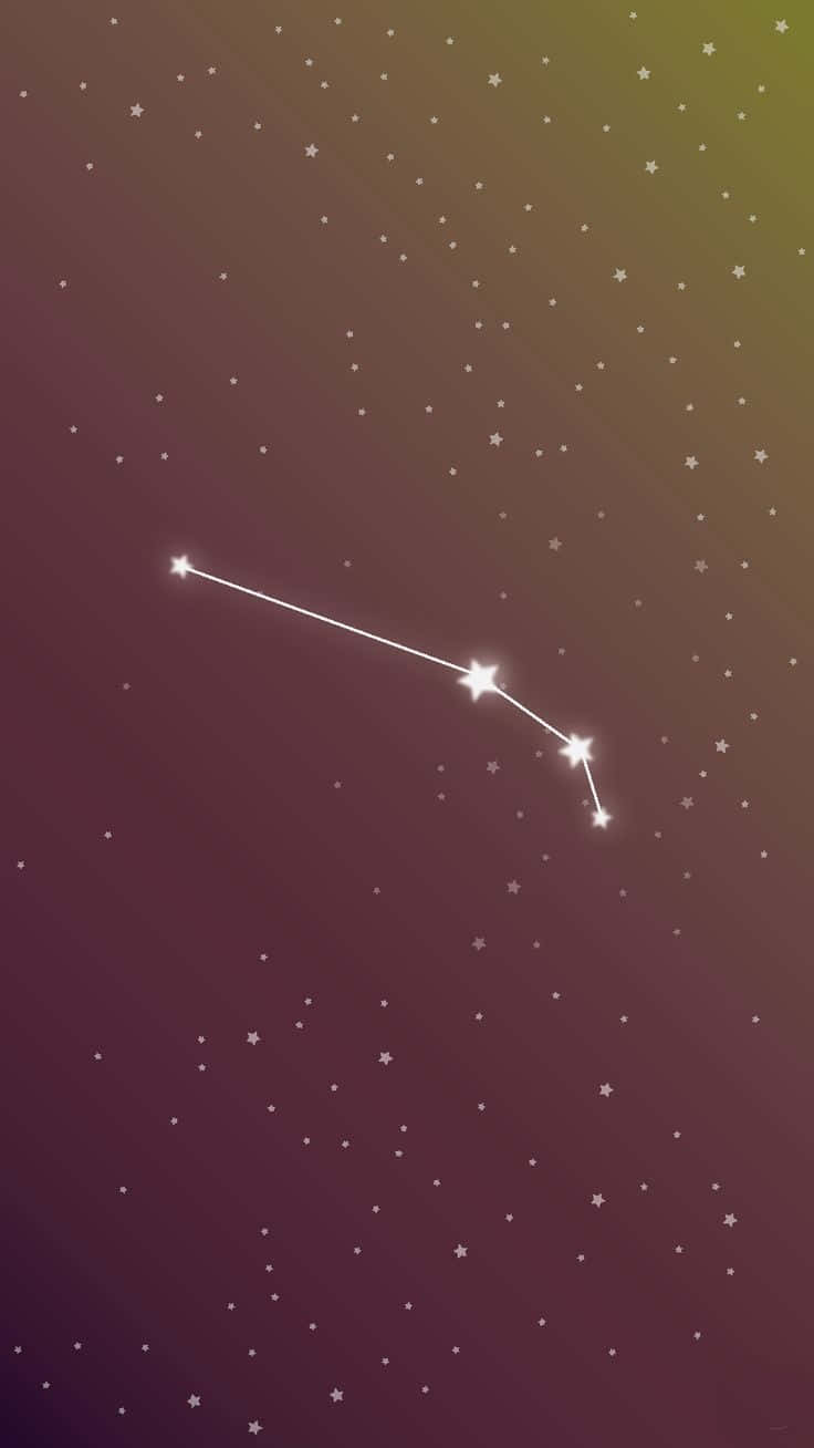 Stars 桌布 壁紙 — 一個發光的星座，明亮的星星由線條連接，在紫色和金色的漸變夜空中脫穎而出。