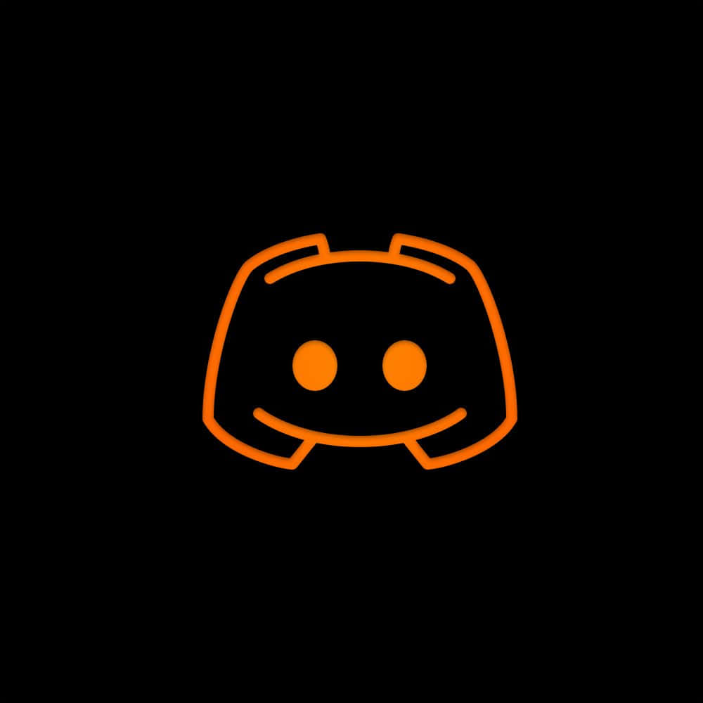 Discord 桌布 壁紙 — 一個發光的橙色 Discord 標誌，在純黑色背景上勾勒出輪廓。