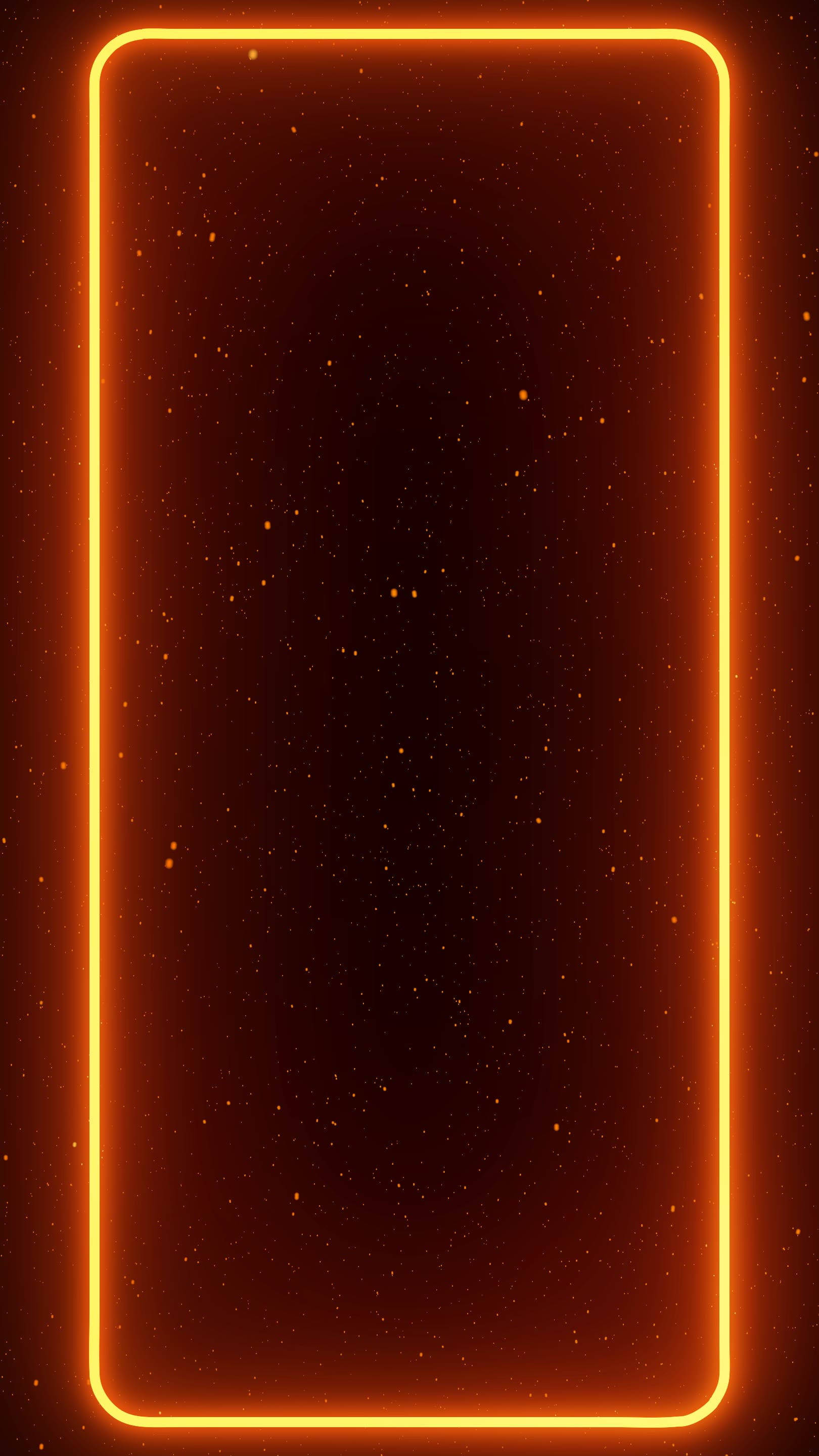 lights 桌布 壁紙 — 一個發光的橙色霓虹矩形框住一個星光燦爛的宇宙背景，帶有溫暖的環境光。