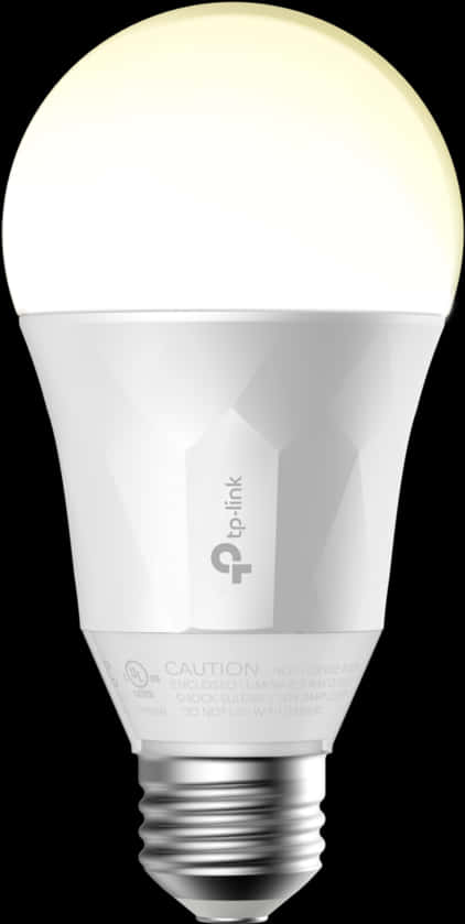 Bulb 桌布 壁紙 — 一個發光的白色tp-link智能燈泡，在黑色背景下發出溫暖的光。