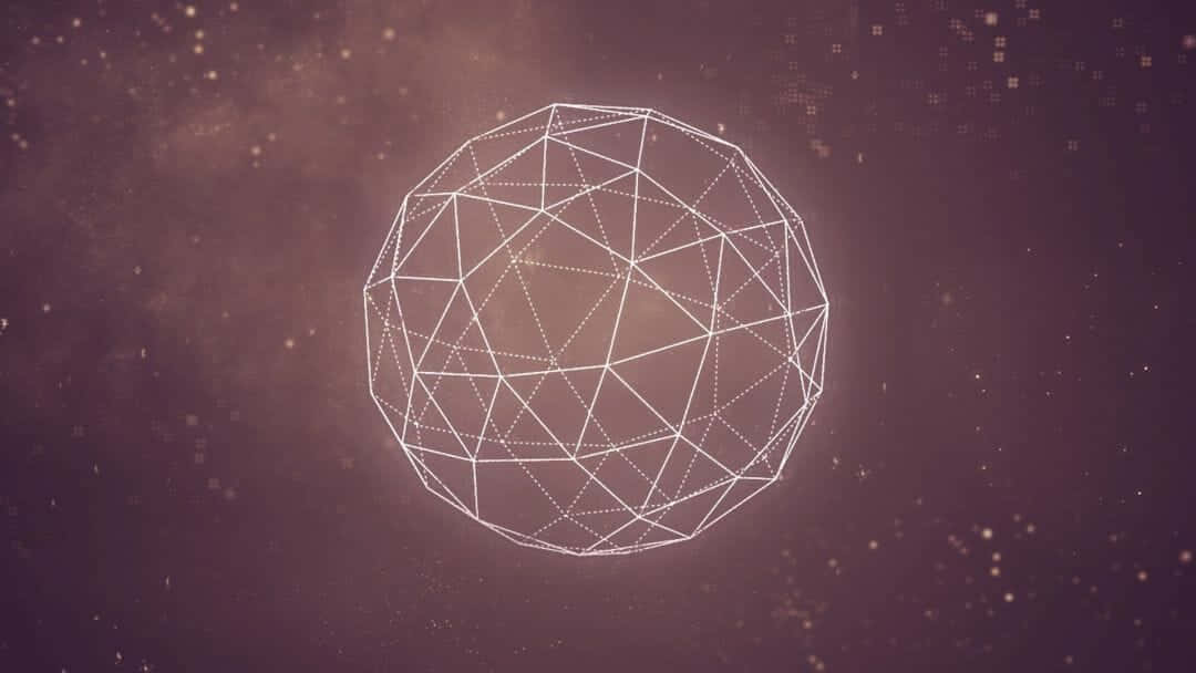 sacred 桌布 壁紙 — 一個發光的白色幾何球體漂浮在繁星點點的紫色宇宙背景中，伴有浮動粒子。