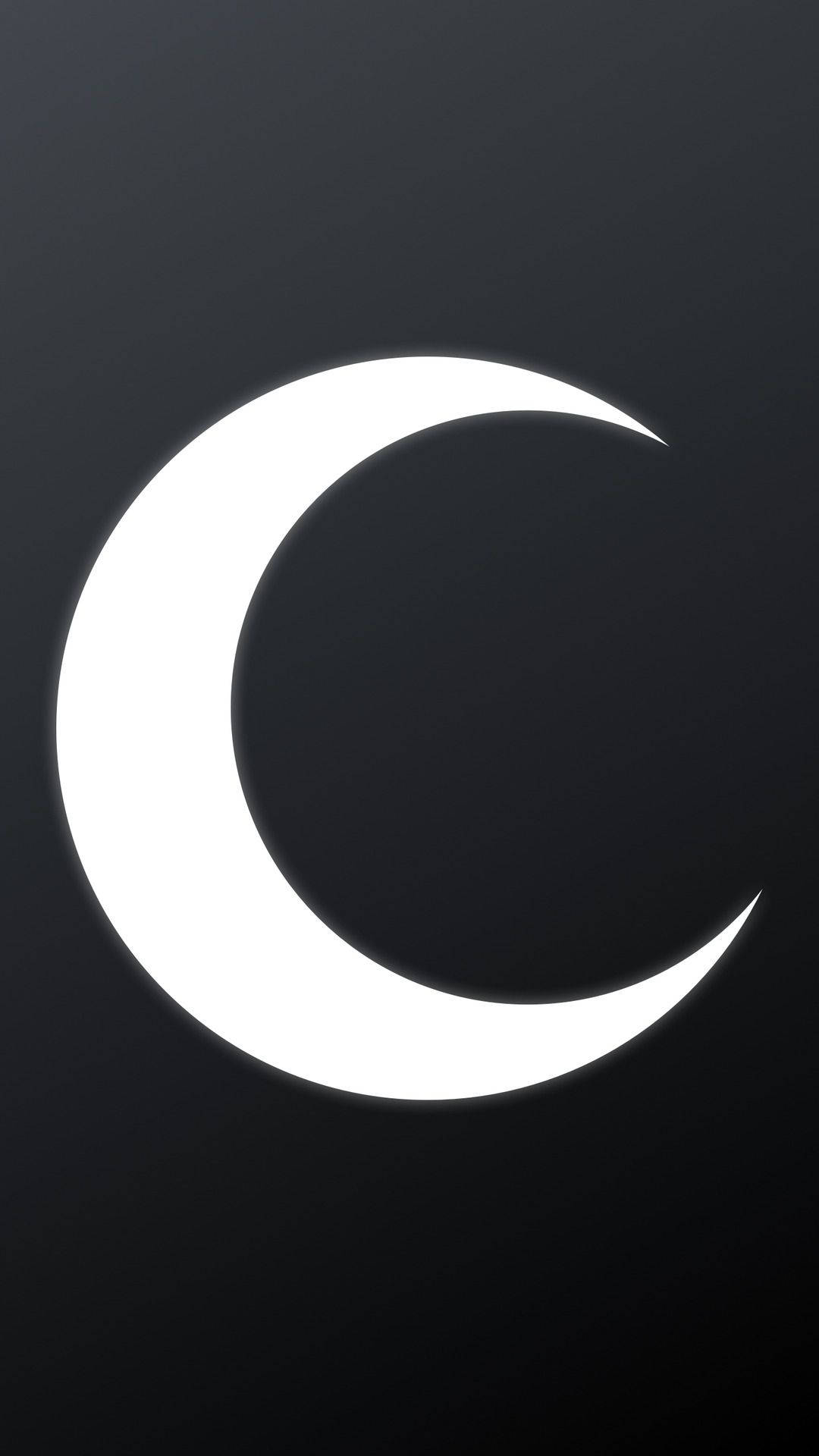 Moon Knight 桌布 壁紙 — 一個發光的白色新月圖示，置於深色漸變背景中央。