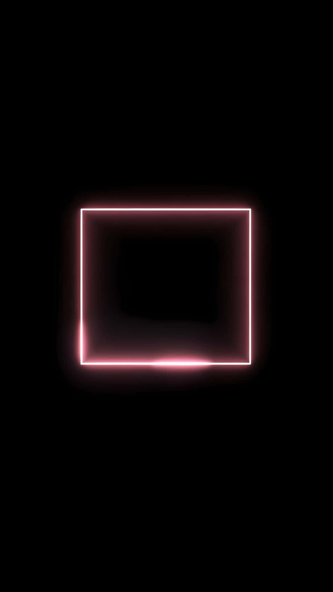 Glowing Pink Neon Square Frame on Dark Background 壁紙 — 一個發光的粉紅色霓虹燈矩形框架在純黑色背景上輕輕脈動。