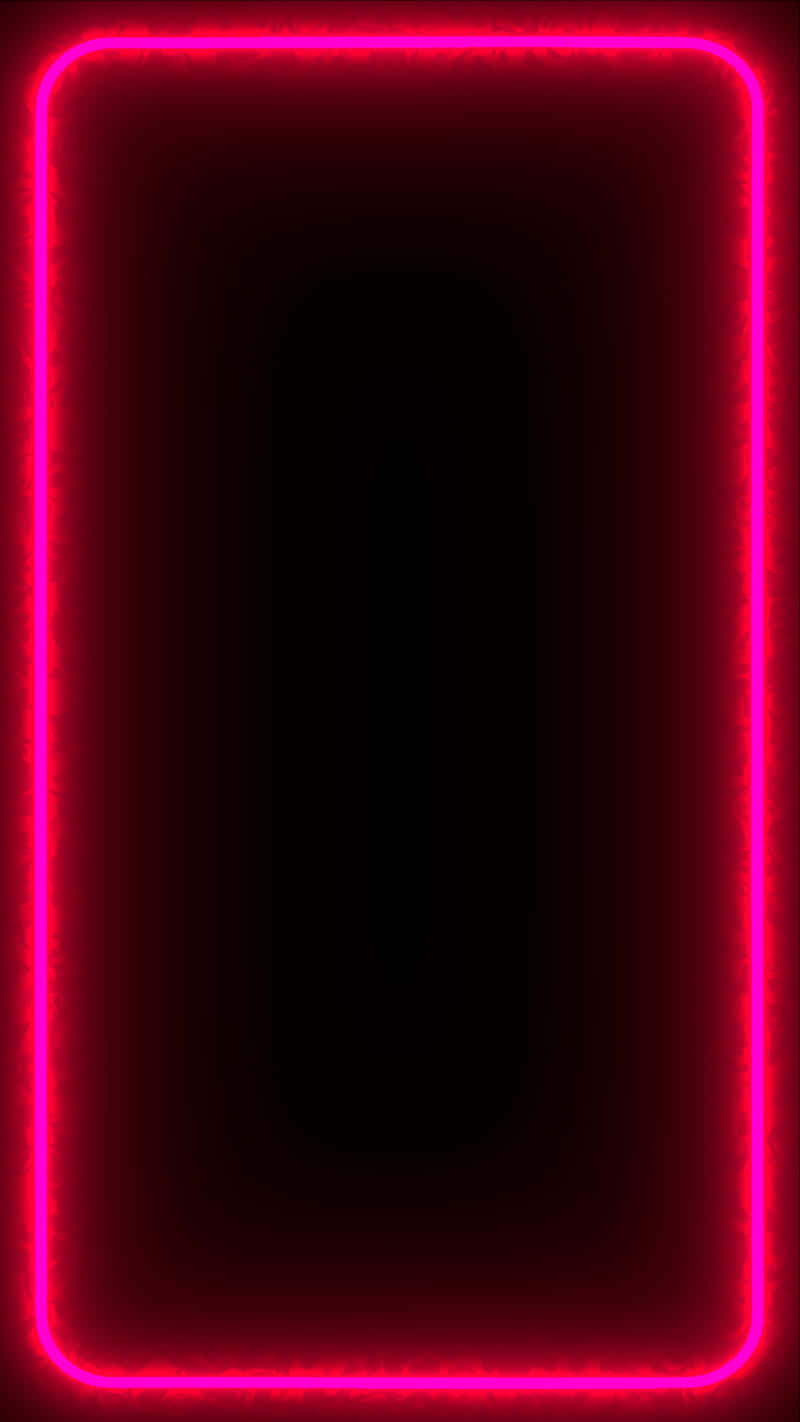 Frame 桌布 壁紙 — 一個發光的粉紅色霓虹燈矩形框架在深黑色背景上脈動，營造出未來感的數位隧道效果。