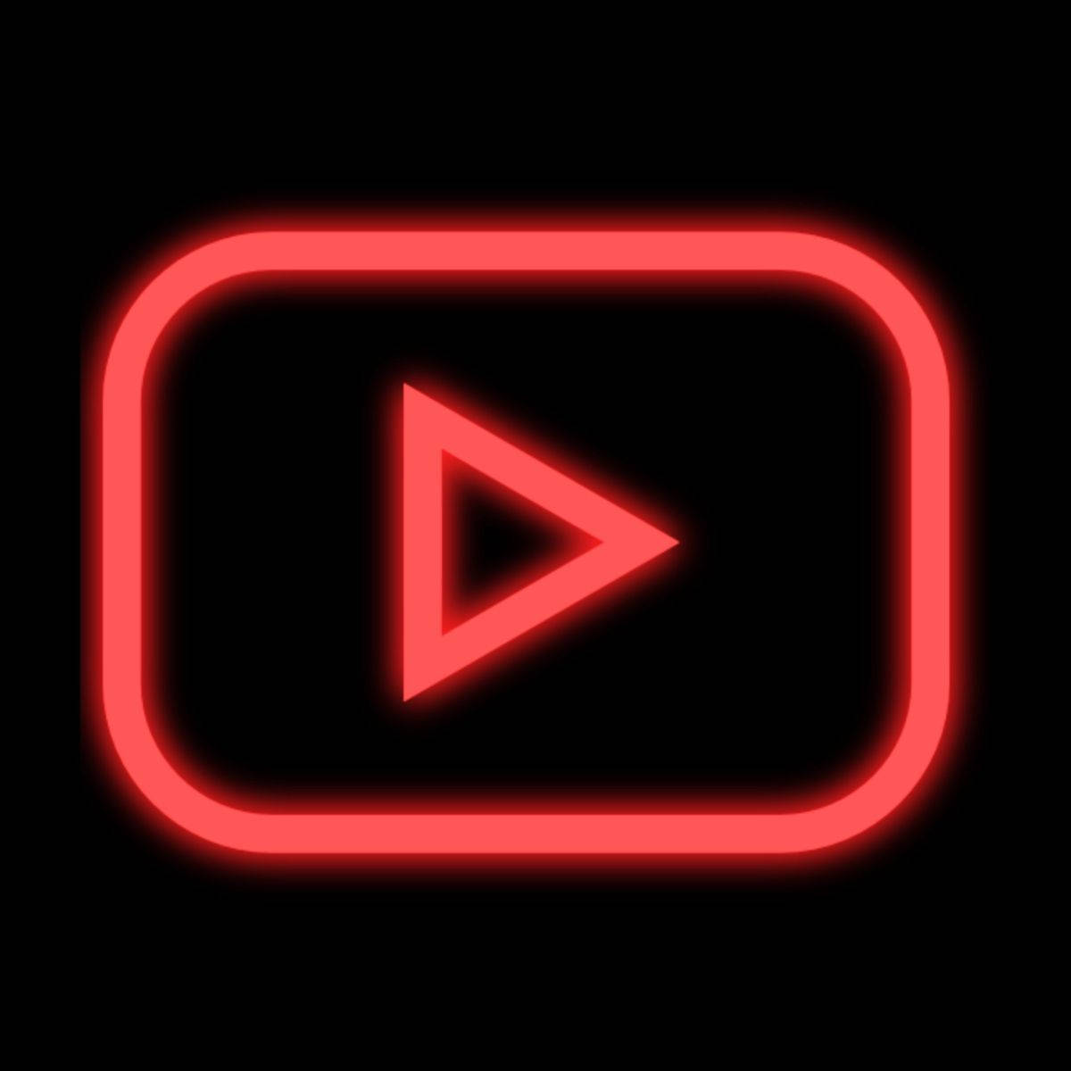 美學 桌布 壁紙 — 一個發光的紅色 YouTube 播放按鈕圖示在純黑色背景上脈動，帶有柔和的光暈效果。