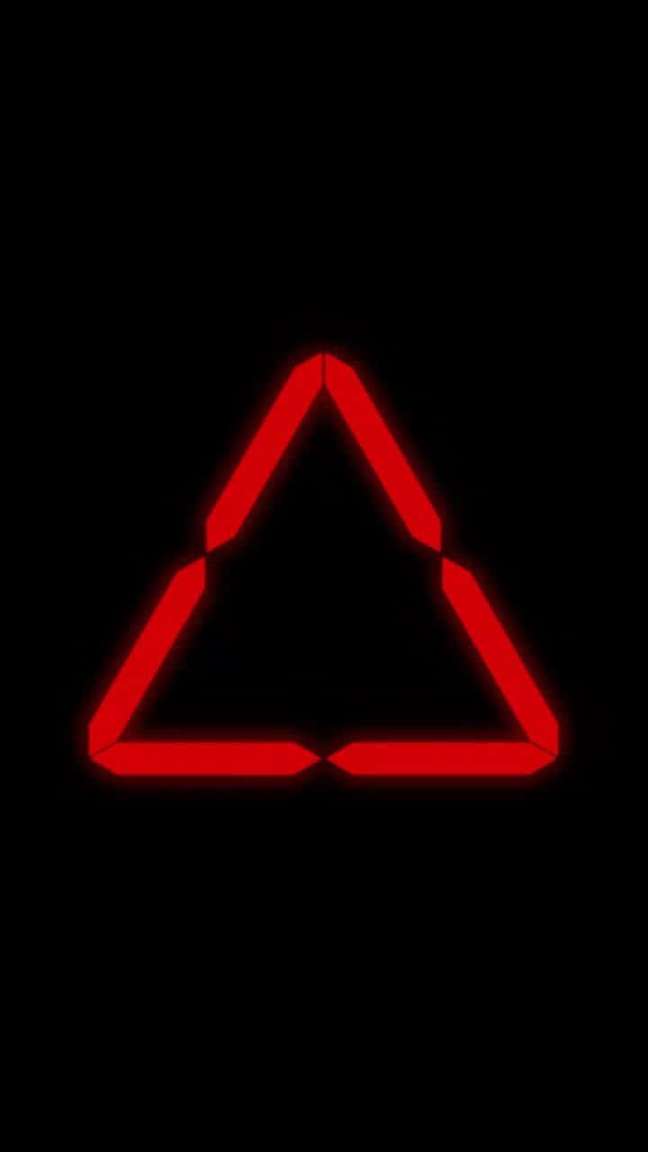 Bastille 桌布 壁紙 — 一個發光的紅色三角形輪廓在純黑色背景上脈動，邊緣鋒利幾何。
