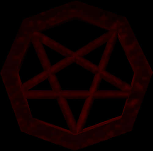Pentagram 桌布 壁紙 — 一個發光的紅色五角星被包圍在一個八角形內，背景為帶有細微紋理的黑色。