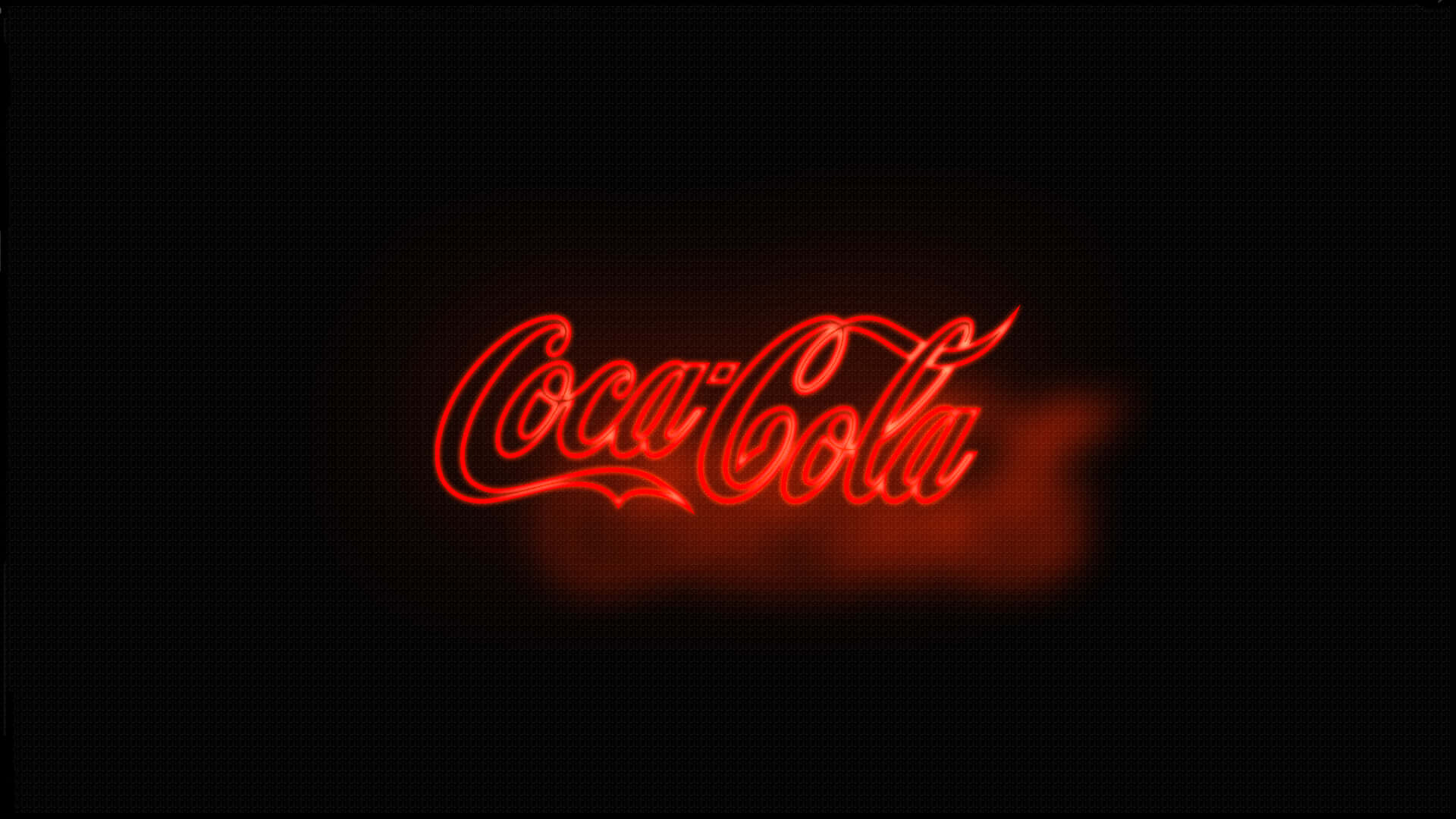 coca cola 桌布 壁紙 — 一個發光的紅色可口可樂霓虹燈招牌在漆黑的背景下明亮地閃耀，帶有柔和的光暈。