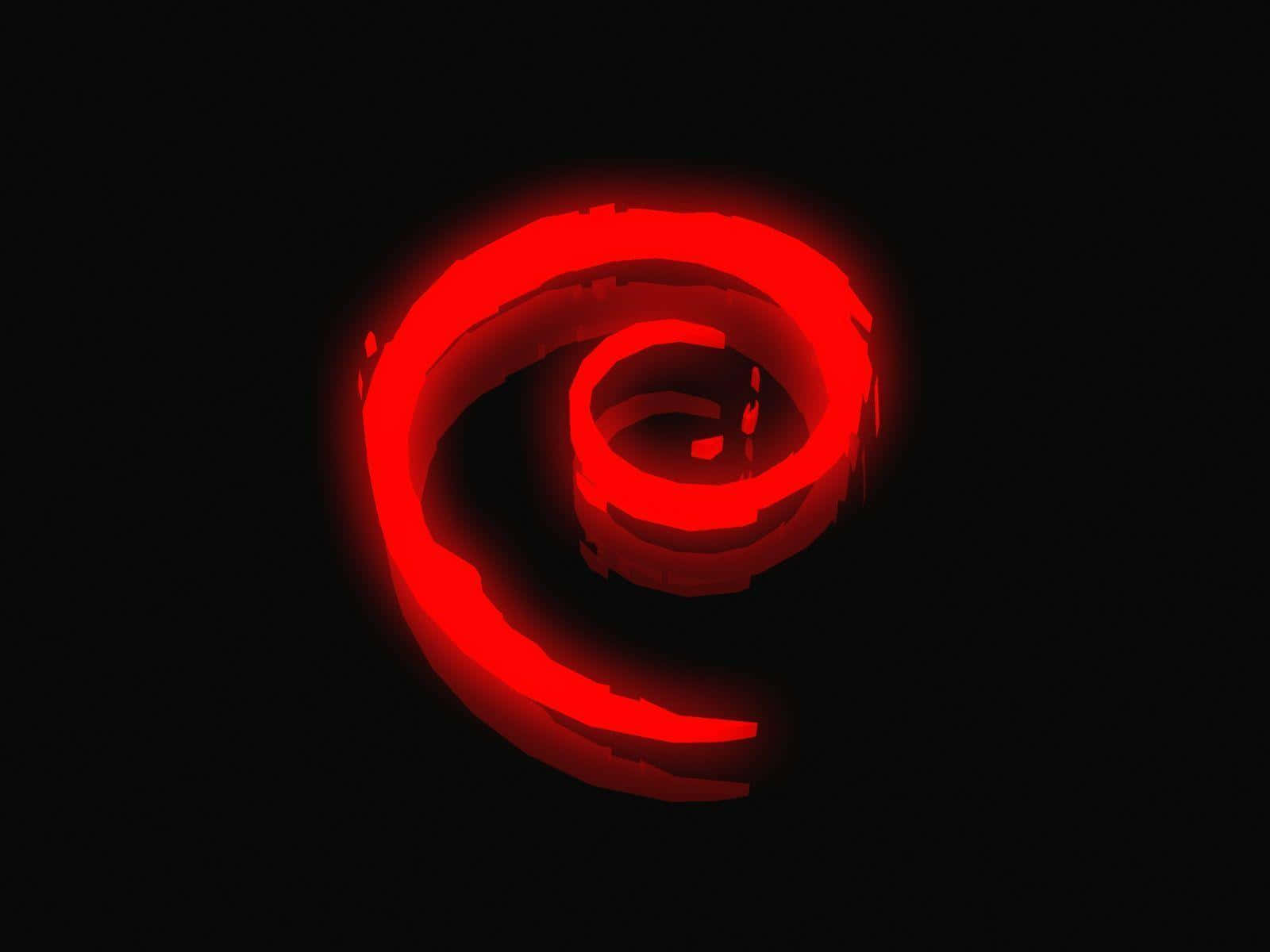 Red Neon 桌布 壁紙 — 一個發光的紅色螺旋，邊緣呈鋸齒狀，在漆黑的背景上脈動。