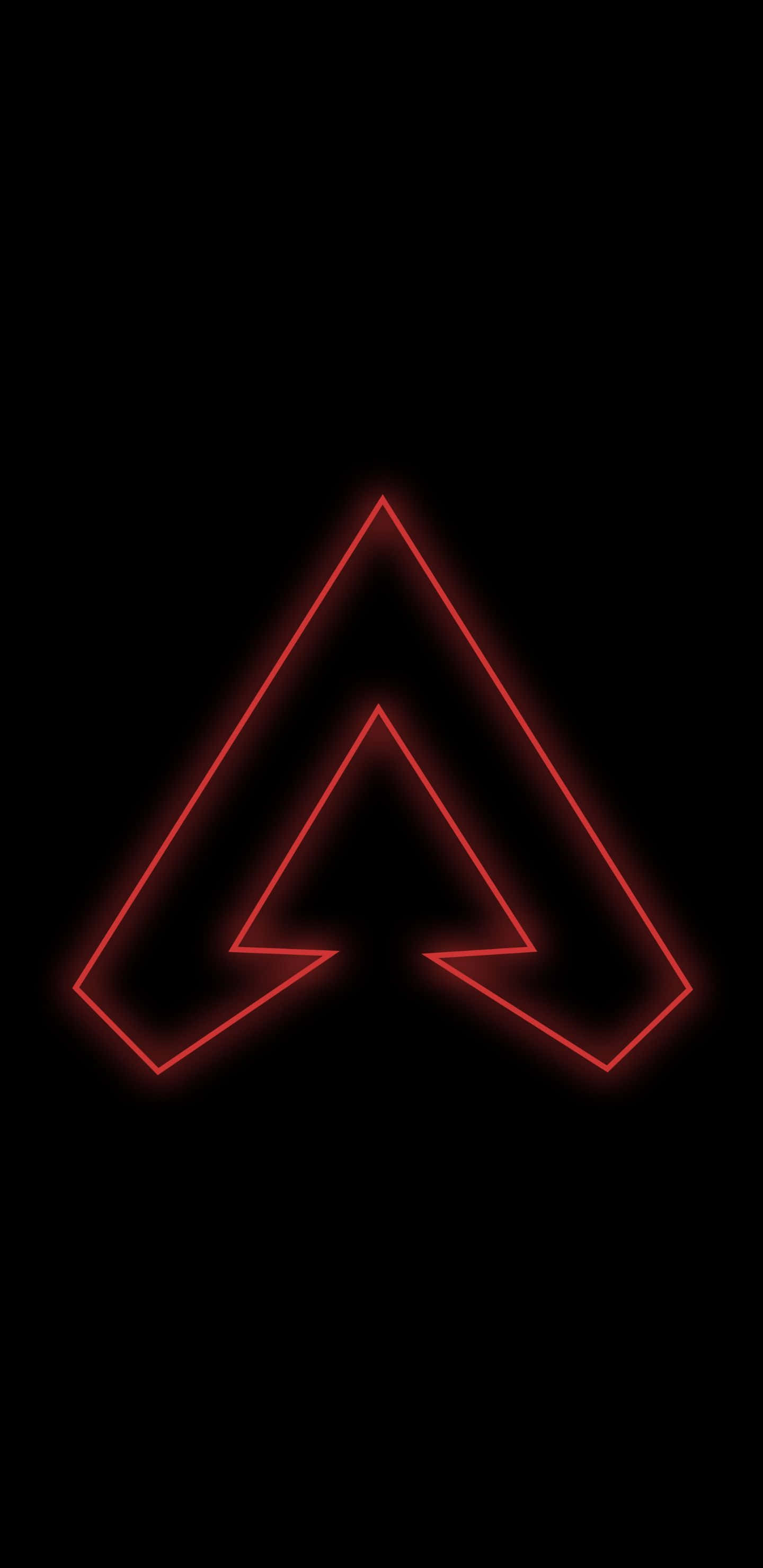 Pixel 3xl Apex Legends 桌布 壁紙 — 一個發光的紅色霓虹三角形標誌在純黑色背景上脈動，創造出大膽的極簡數位藝術作品。