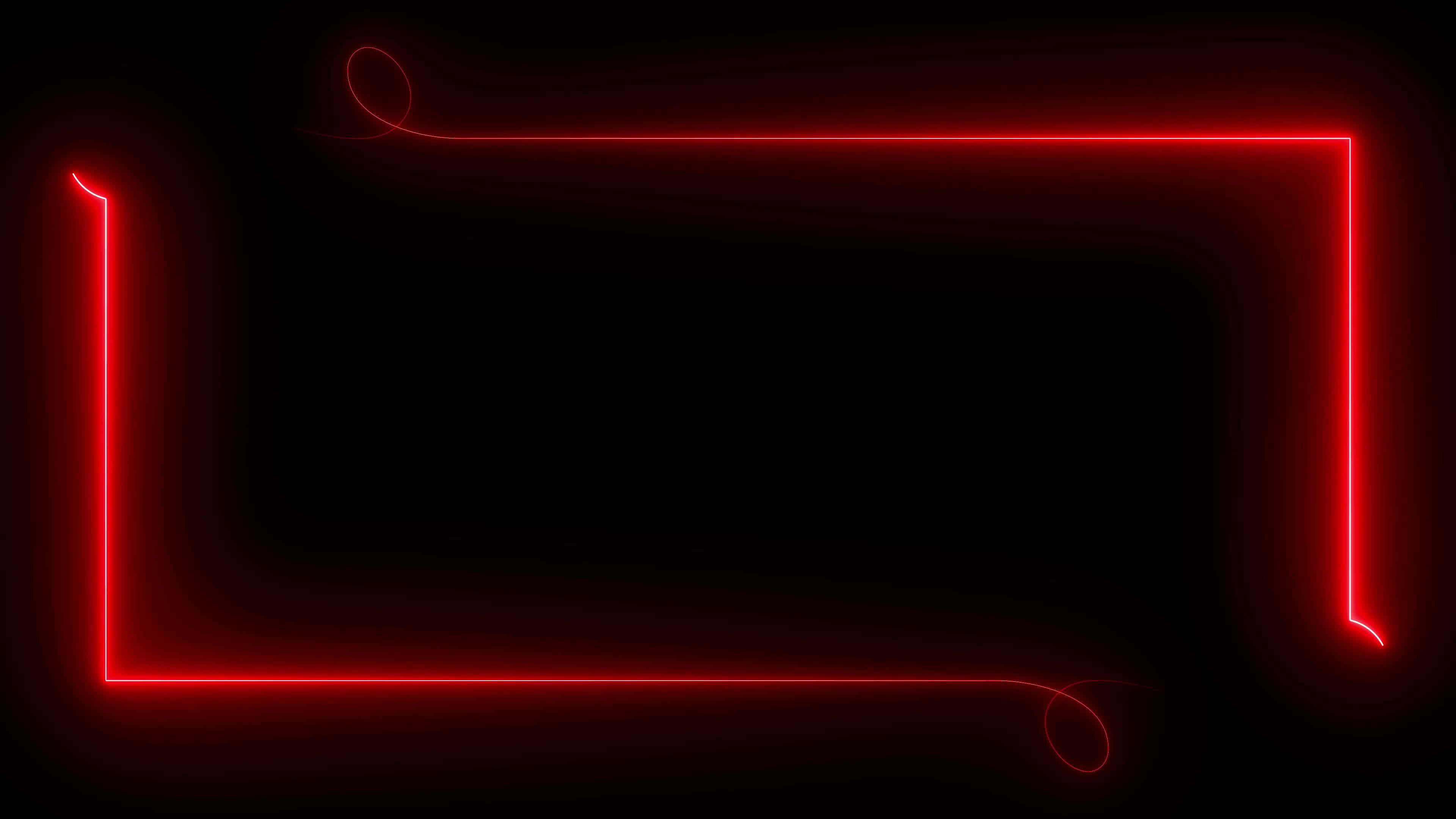 Frame 桌布 壁紙 — 一個發光的紅色霓虹燈矩形框，兩端彎曲，漂浮在深黑色背景上。