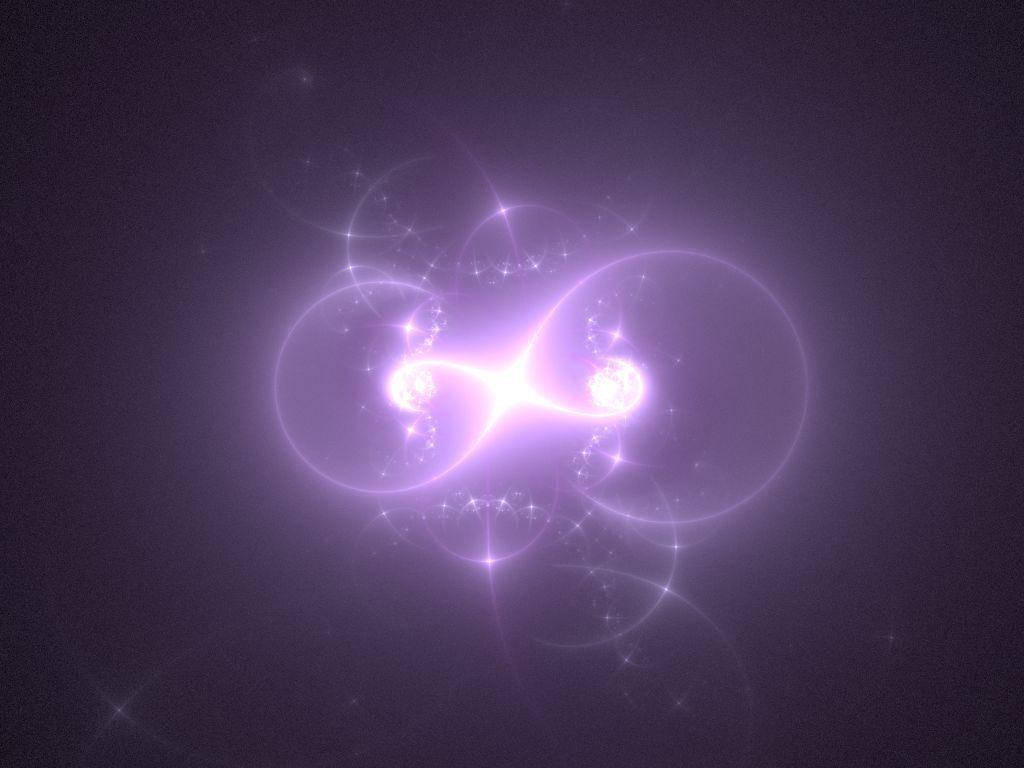 Infinity Symbol 桌布 壁紙 — 一個發光的紫色無限符號在黑暗的宇宙背景下散發出光芒和閃爍。