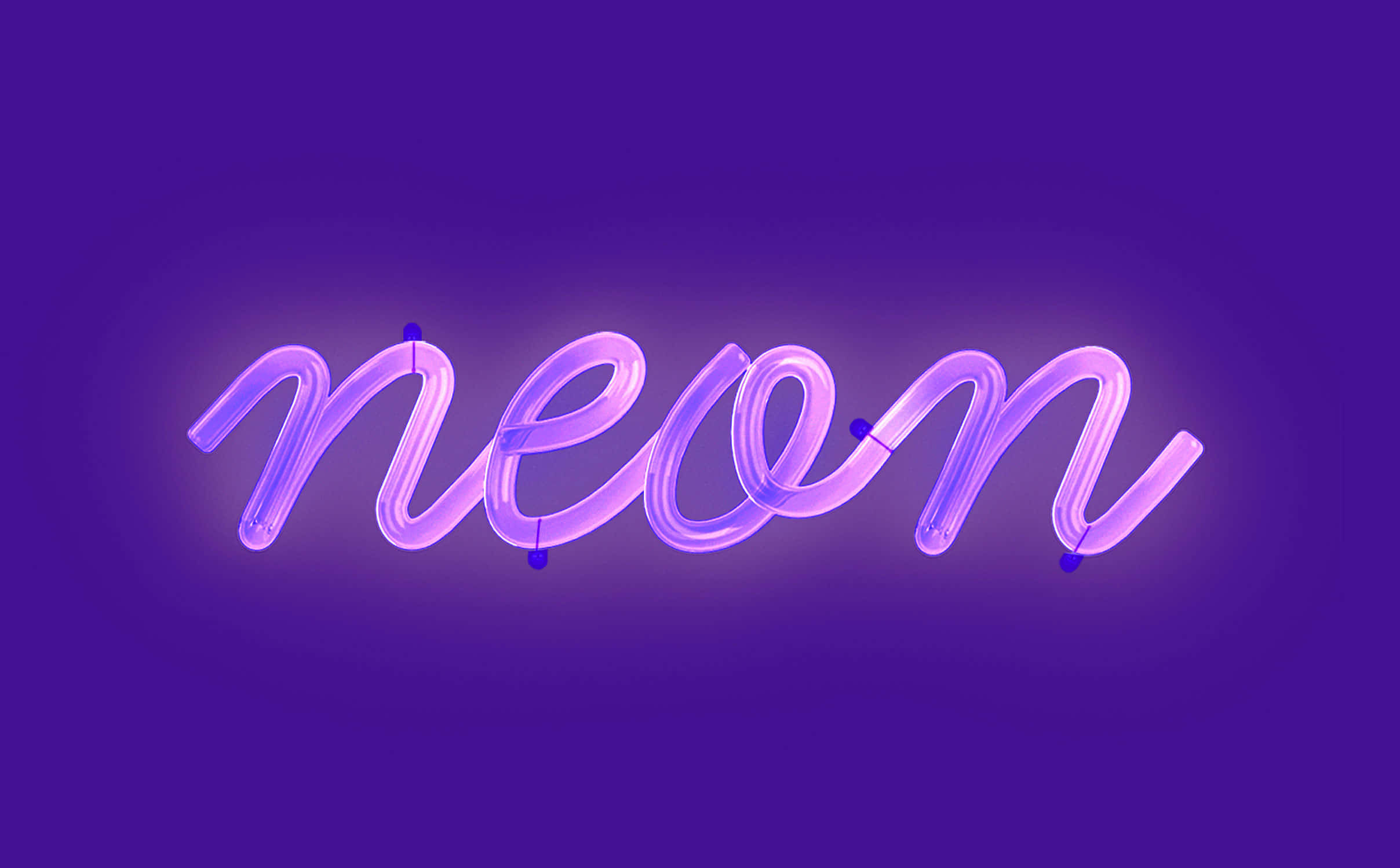 neon sign 桌布 壁紙 — 一個發光的紫色霓虹燈牌，在深紫色漸變背景上拼寫出 'neon'。